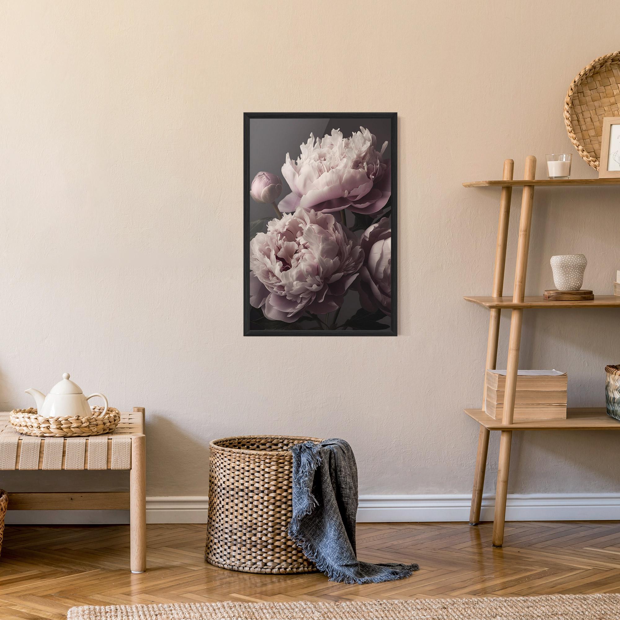 Poster Înrămat Grey Pastel Pink Peony mockup 9