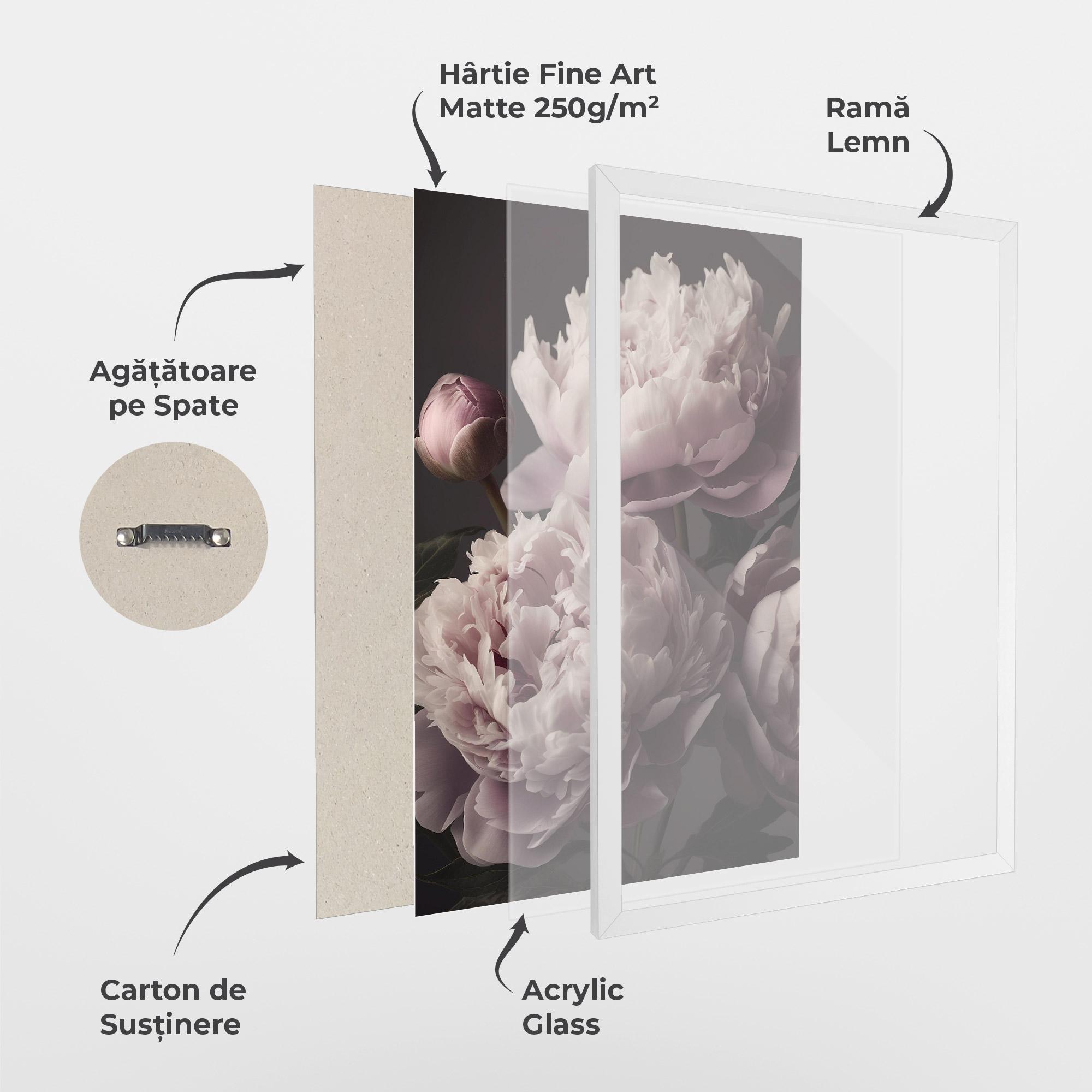 Poster Înrămat Grey Pastel Pink Peony mockup 1