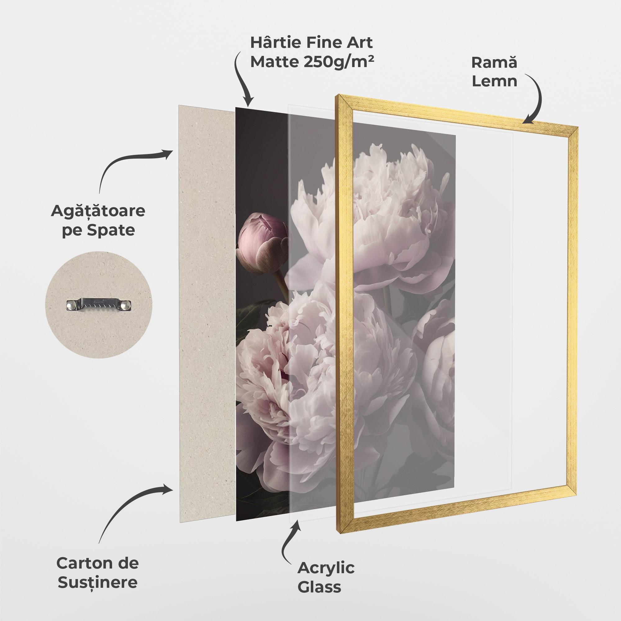 Poster Înrămat Grey Pastel Pink Peony mockup 1