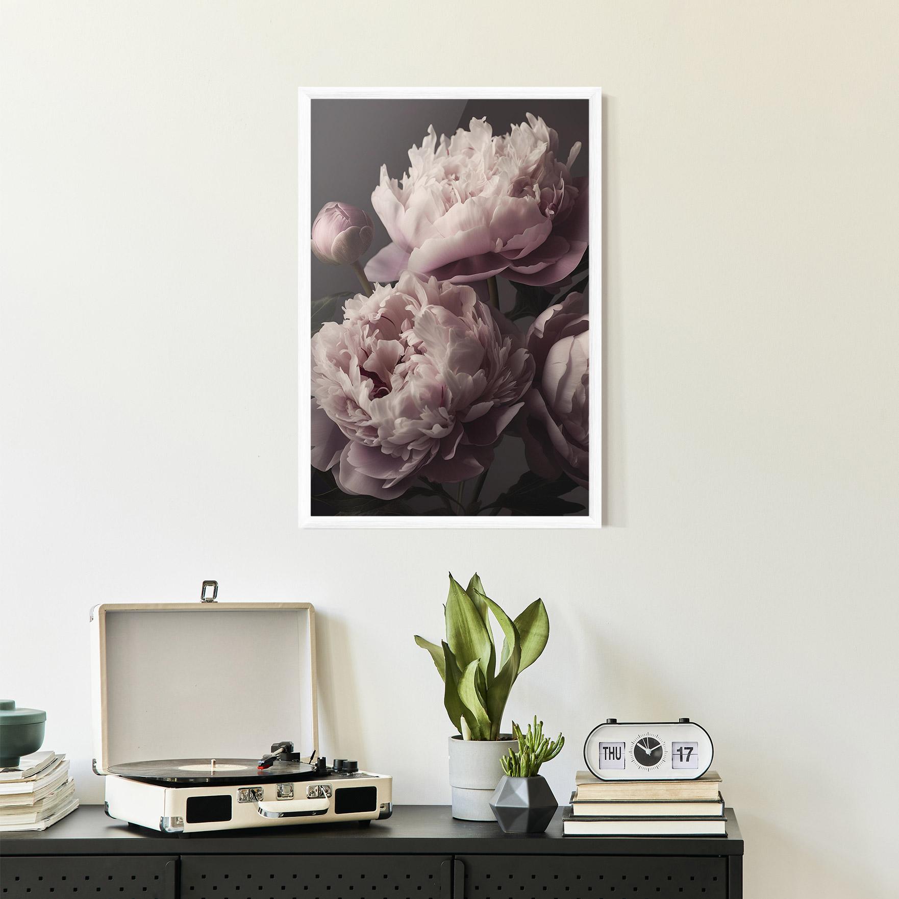 Poster Înrămat Grey Pastel Pink Peony mockup 2