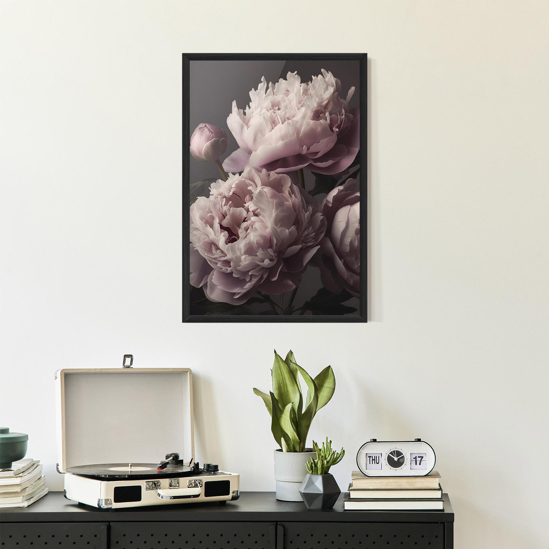 Poster Înrămat Grey Pastel Pink Peony mockup 2
