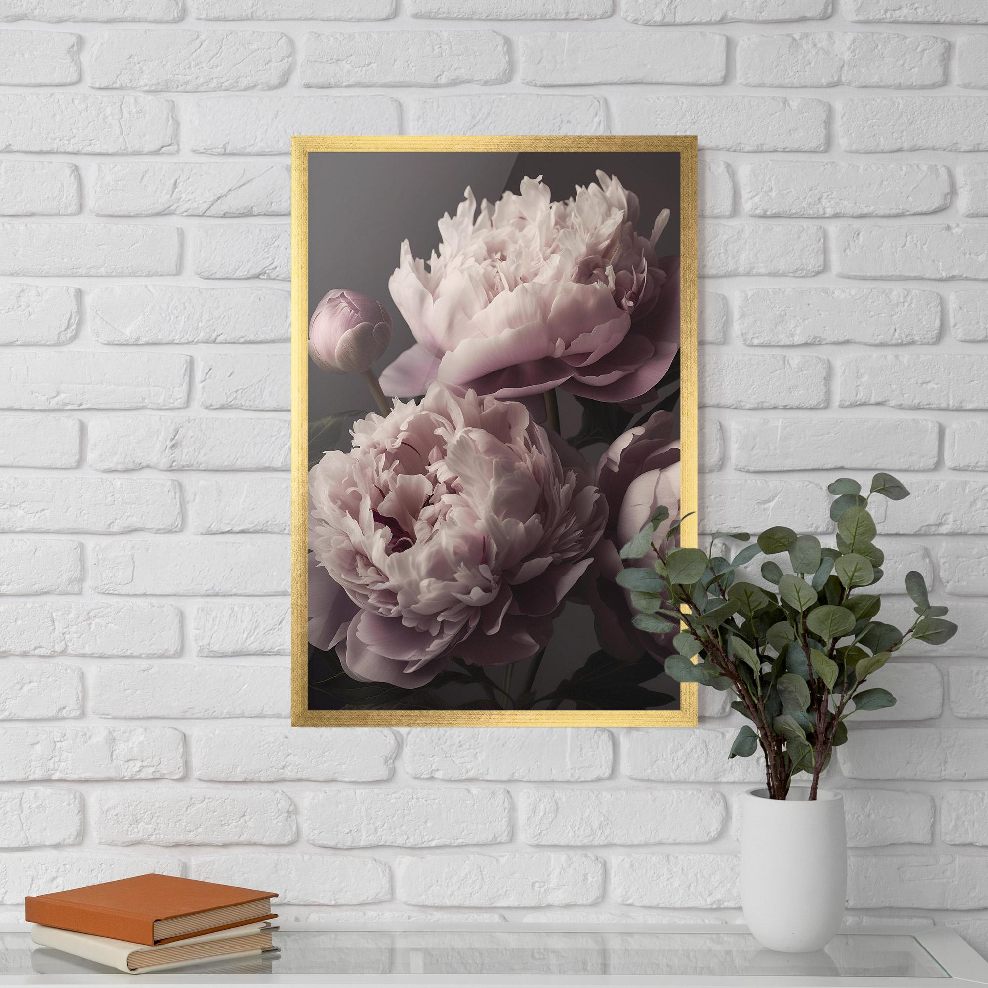 Poster Înrămat Grey Pastel Pink Peony mockup 5
