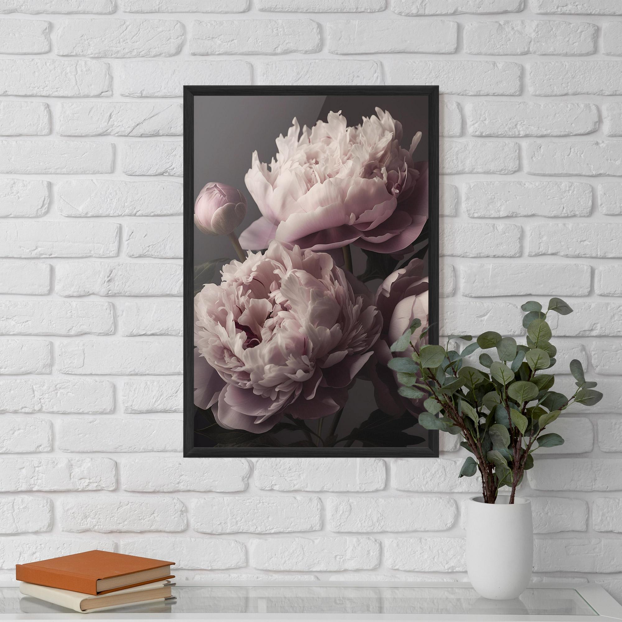 Poster Înrămat Grey Pastel Pink Peony mockup 5