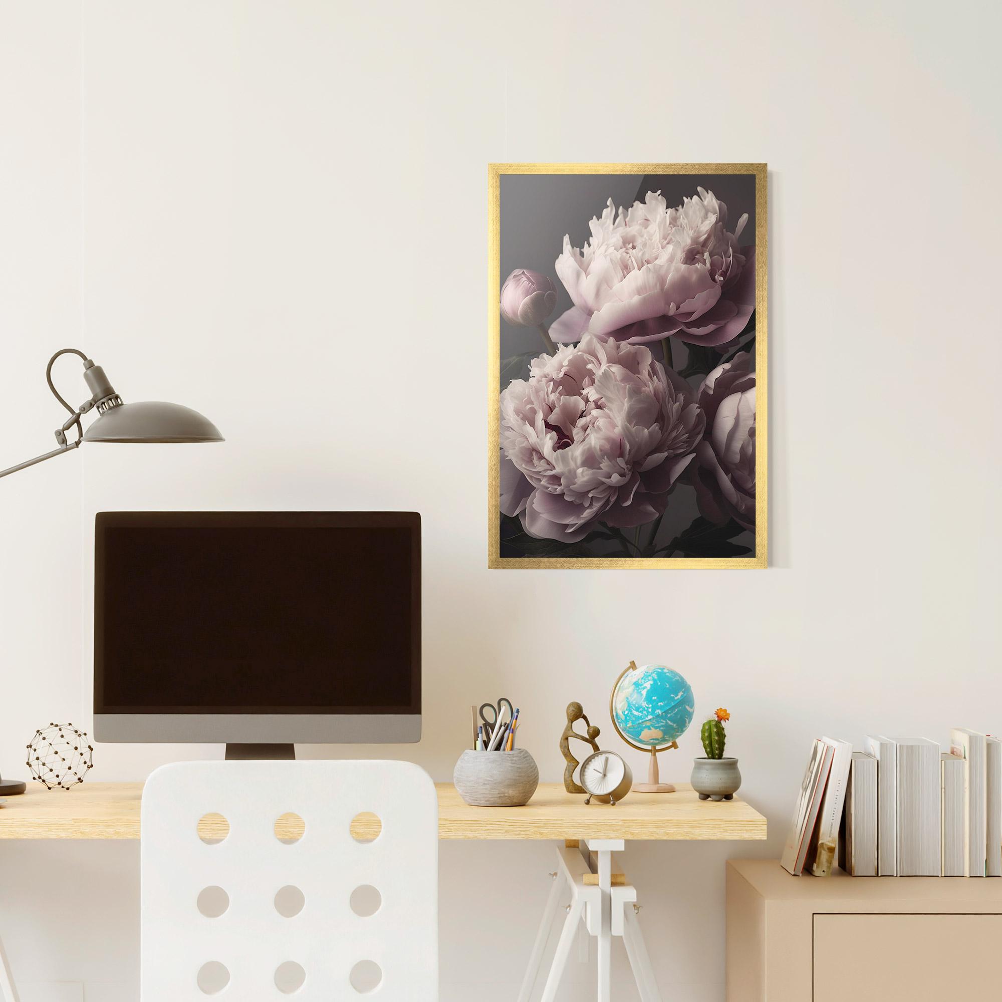 Poster Înrămat Grey Pastel Pink Peony mockup 6