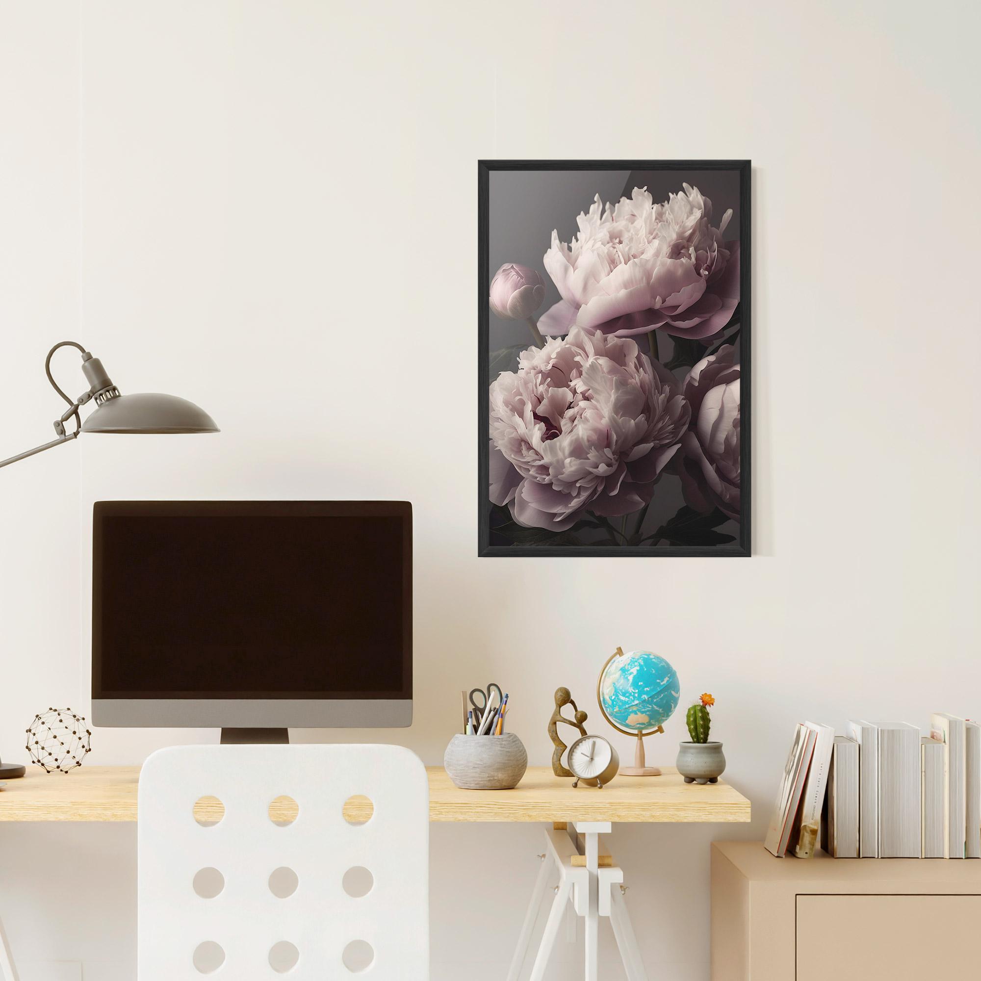 Poster Înrămat Grey Pastel Pink Peony mockup 6