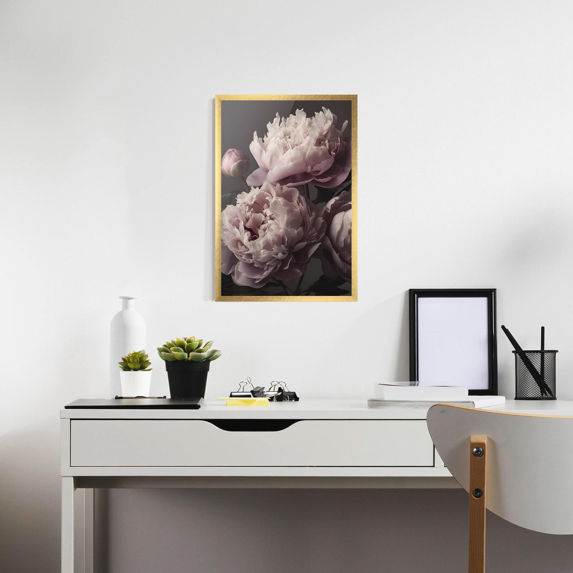Poster Înrămat Grey Pastel Pink Peony mockup 7