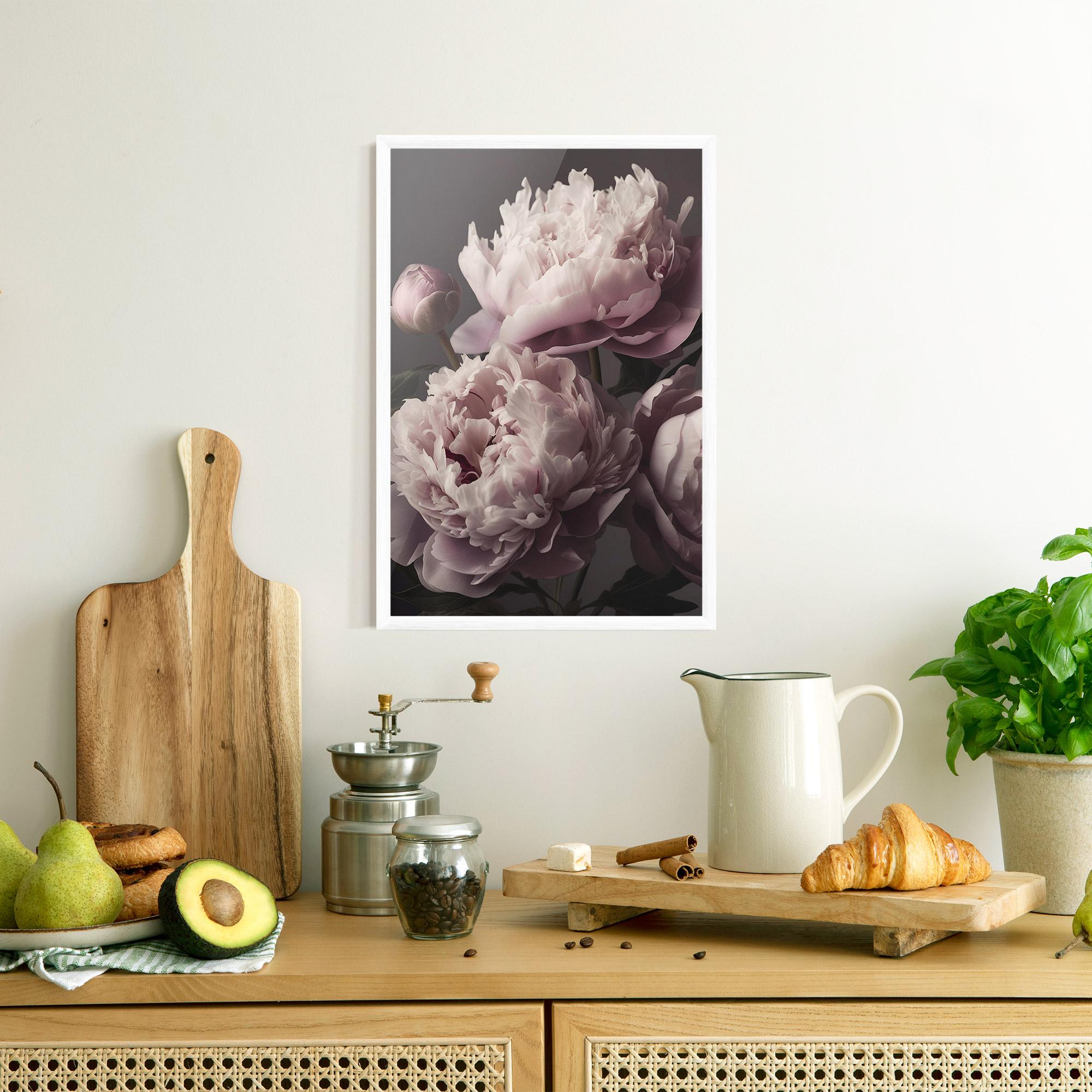 Poster Înrămat Grey Pastel Pink Peony mockup 8