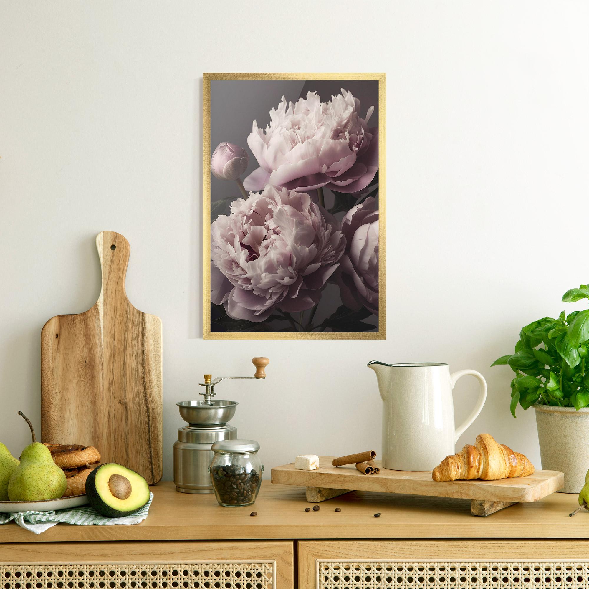 Poster Înrămat Grey Pastel Pink Peony mockup 8