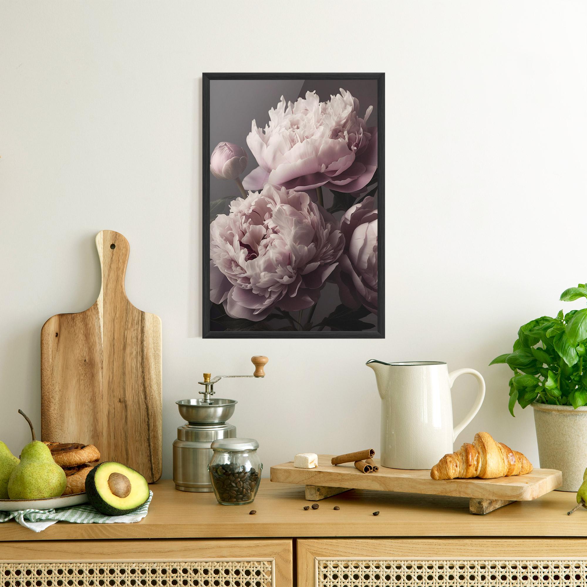 Poster Înrămat Grey Pastel Pink Peony mockup 8
