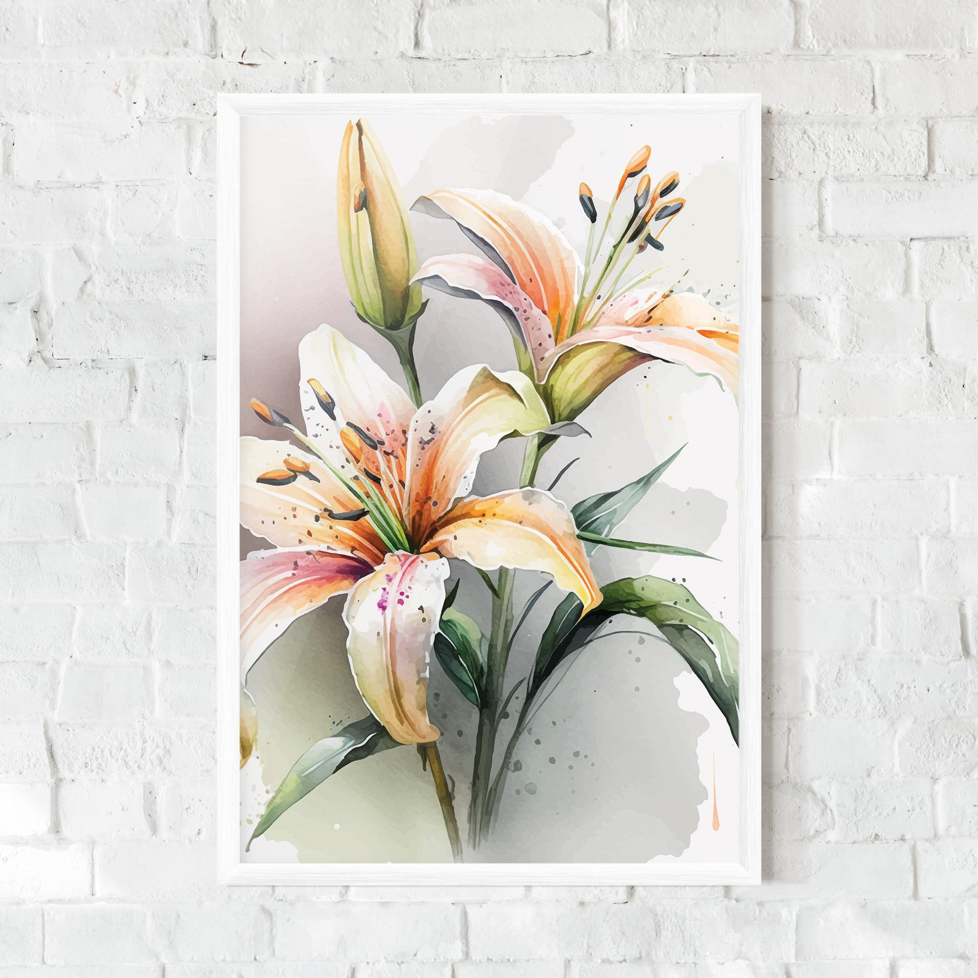 Poster Înrămat White Orange Lily mockup 0