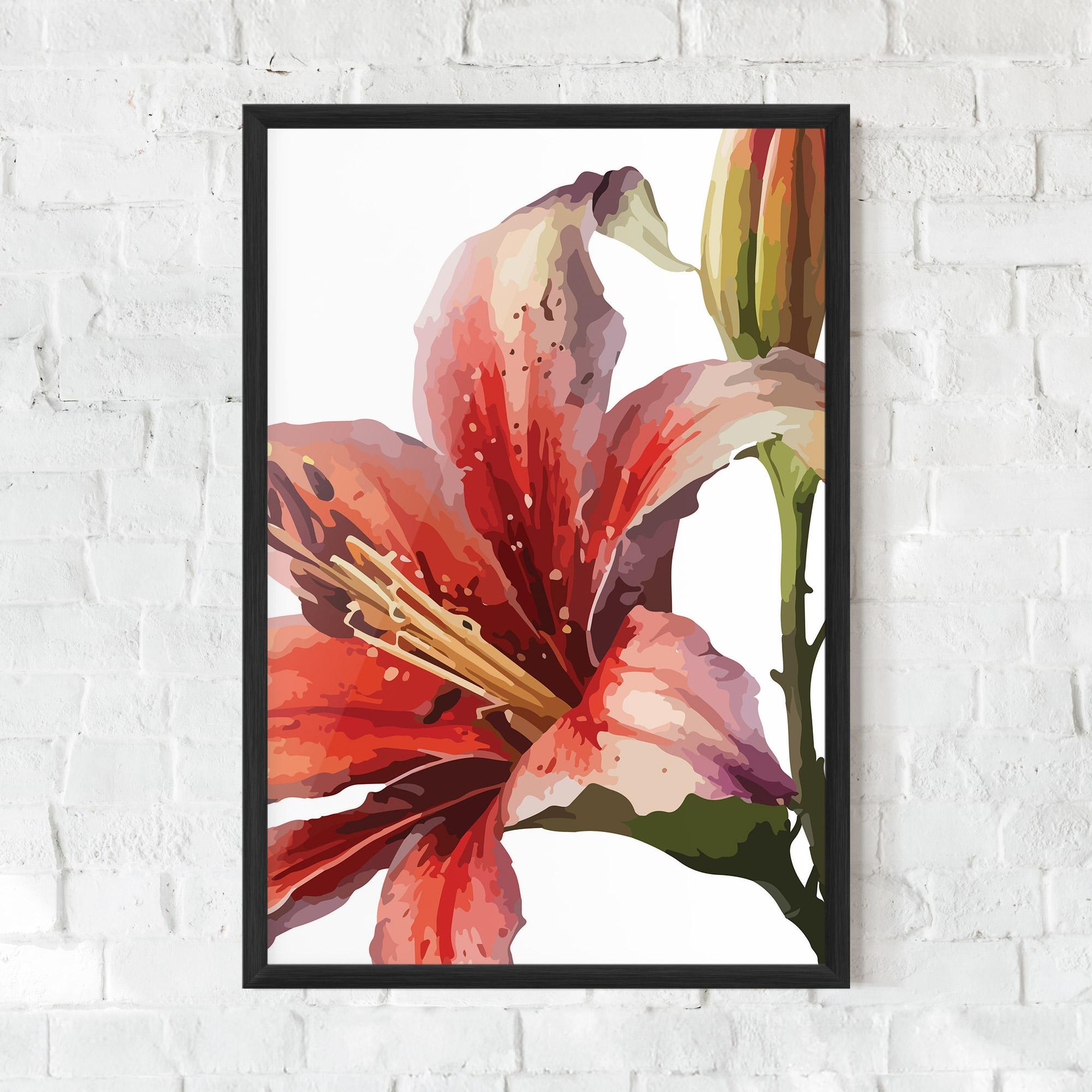 Poster Înrămat Pretty Red Purple Lily mockup 0