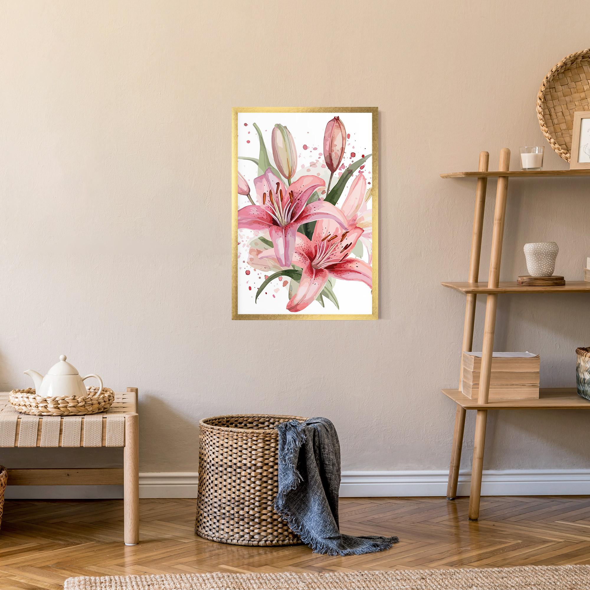 Poster Înrămat Beautiful Pink Lily mockup 9
