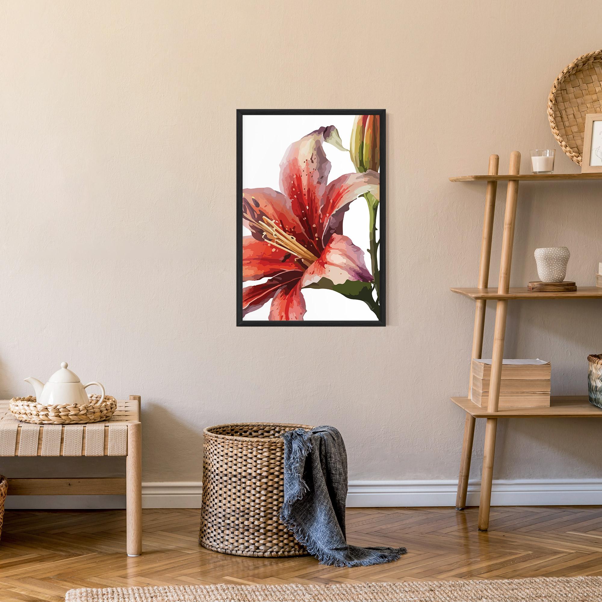 Poster Înrămat Pretty Red Purple Lily mockup 9