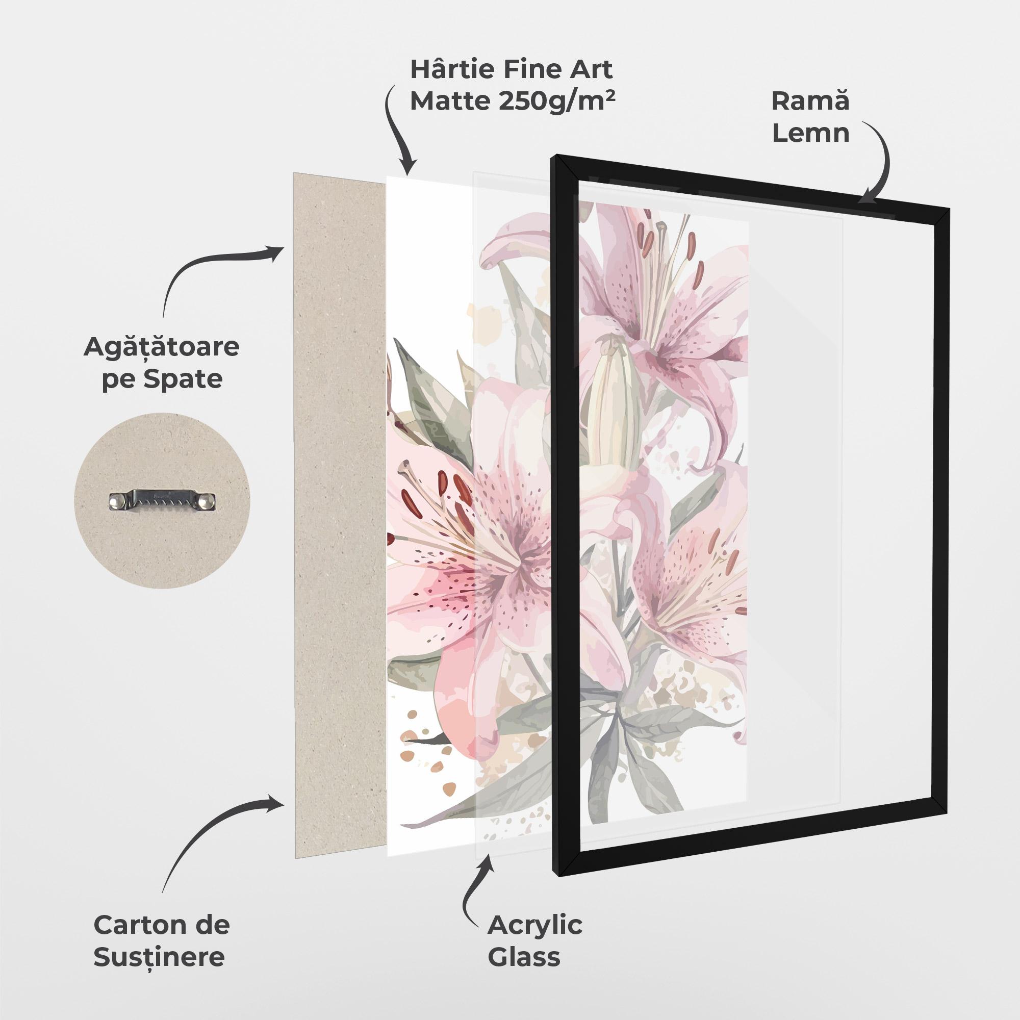 Poster Înrămat Light Pink Lily Art mockup 1