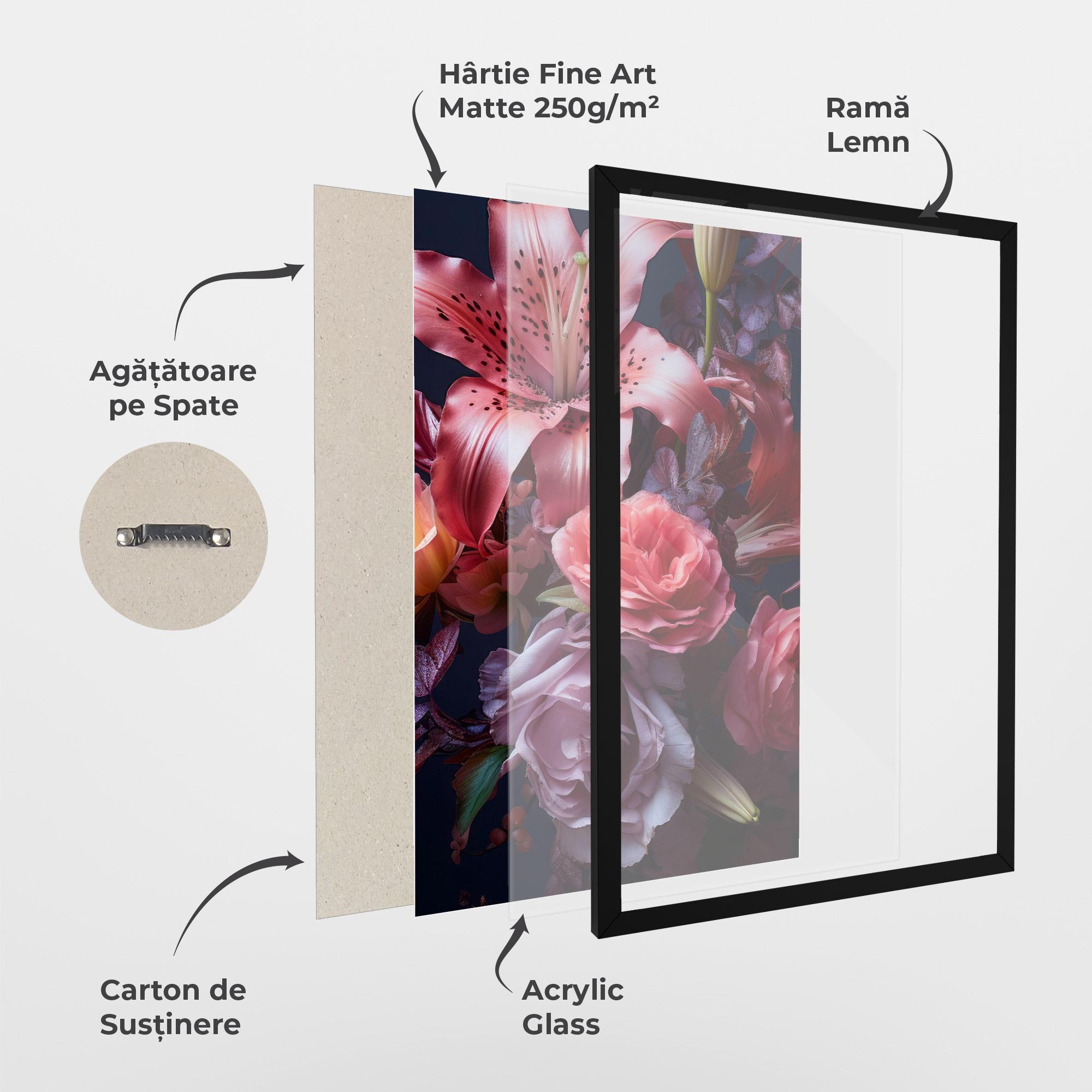 Poster Înrămat Pink Lily Roses mockup 1