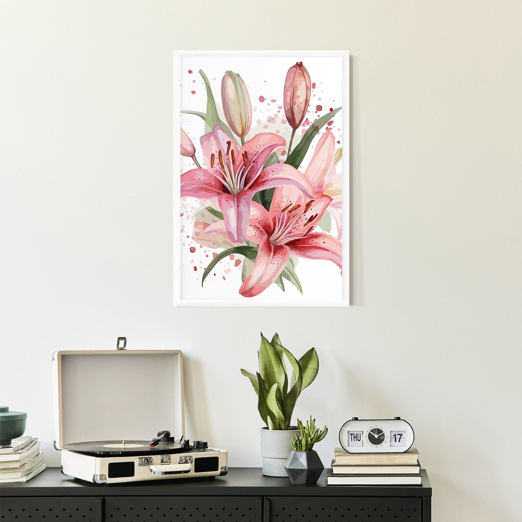 Poster Înrămat Beautiful Pink Lily mockup 2