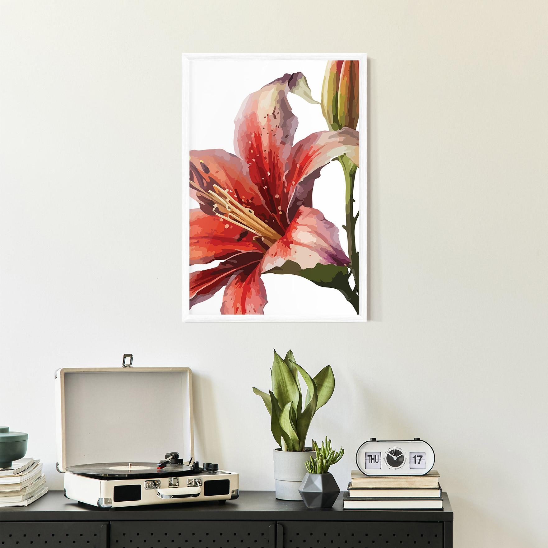 Poster Înrămat Pretty Red Purple Lily mockup 2
