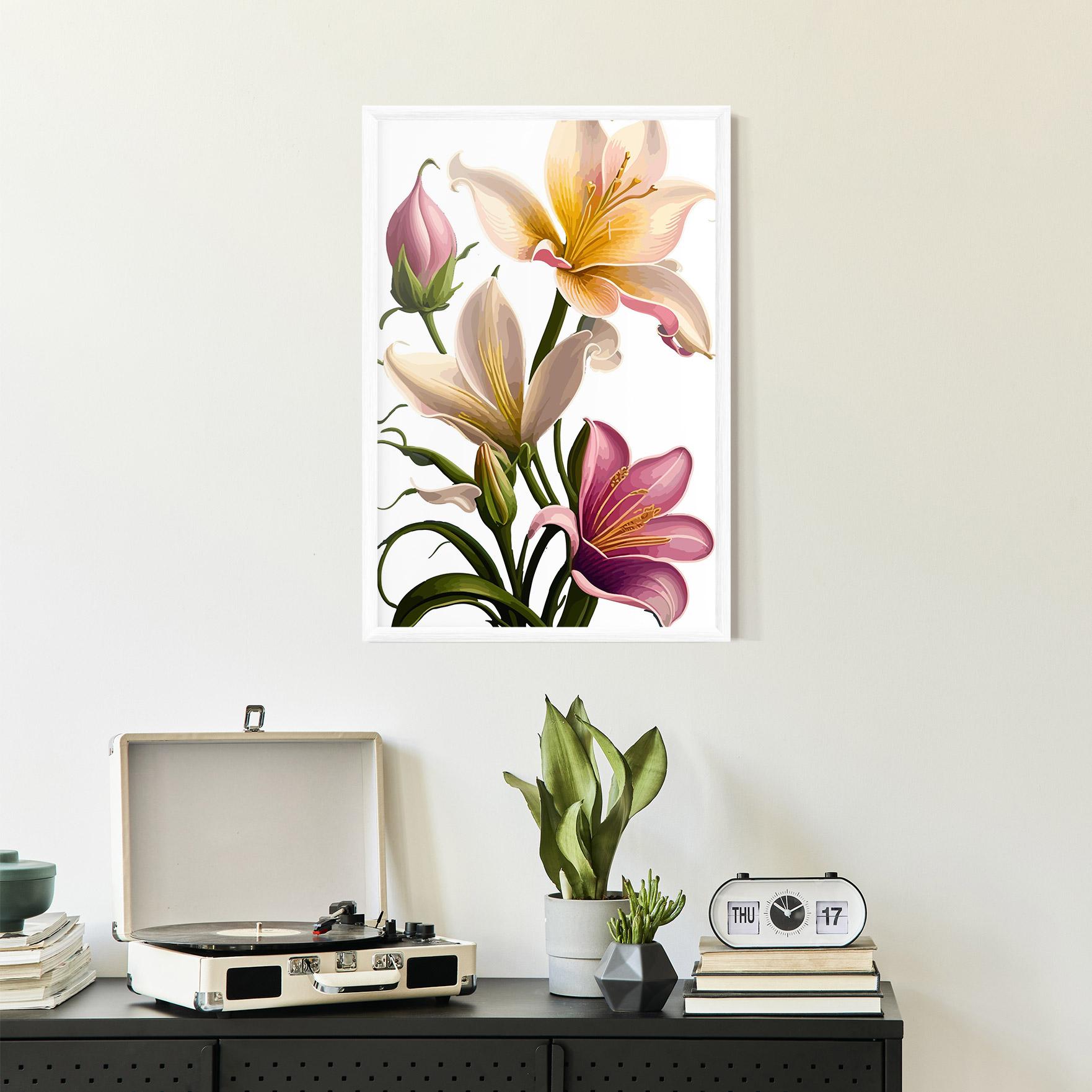 Poster Înrămat Purple White Lily mockup 2