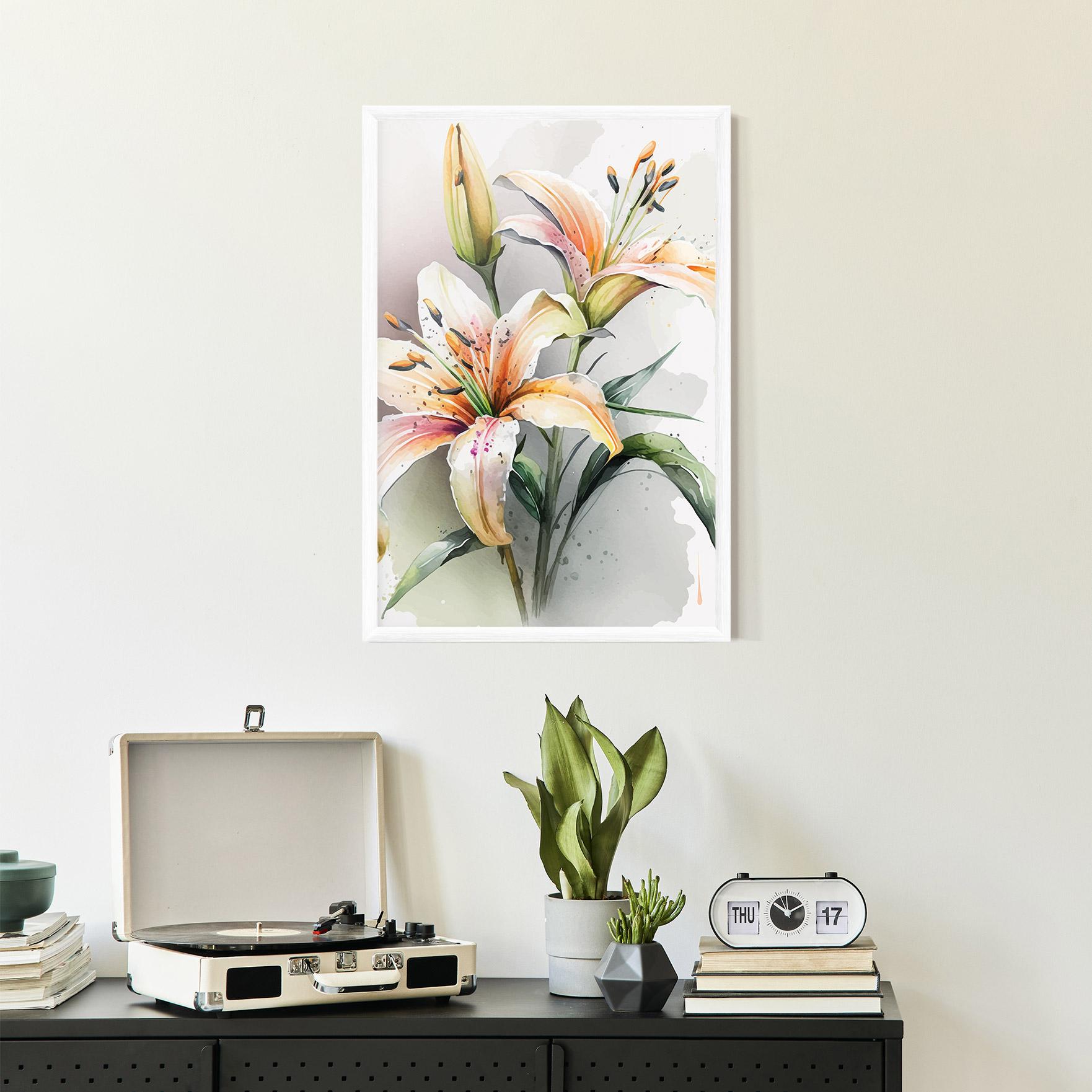 Poster Înrămat White Orange Lily mockup 2