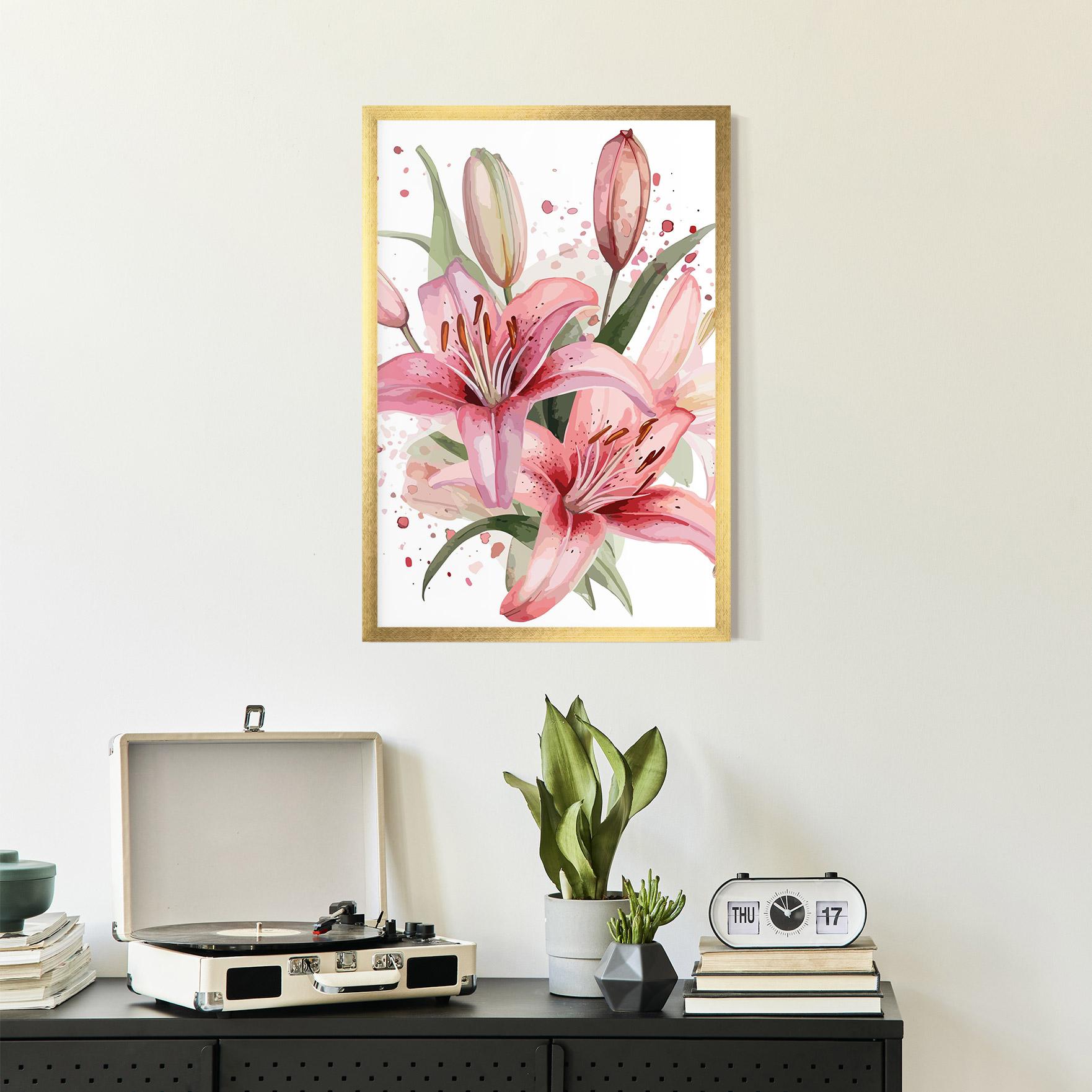 Poster Înrămat Beautiful Pink Lily mockup 2