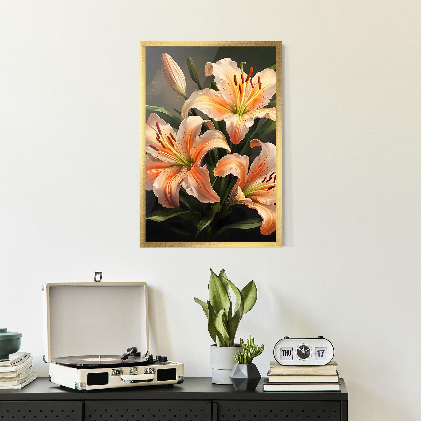 Poster Înrămat Light Orange Lily mockup 2