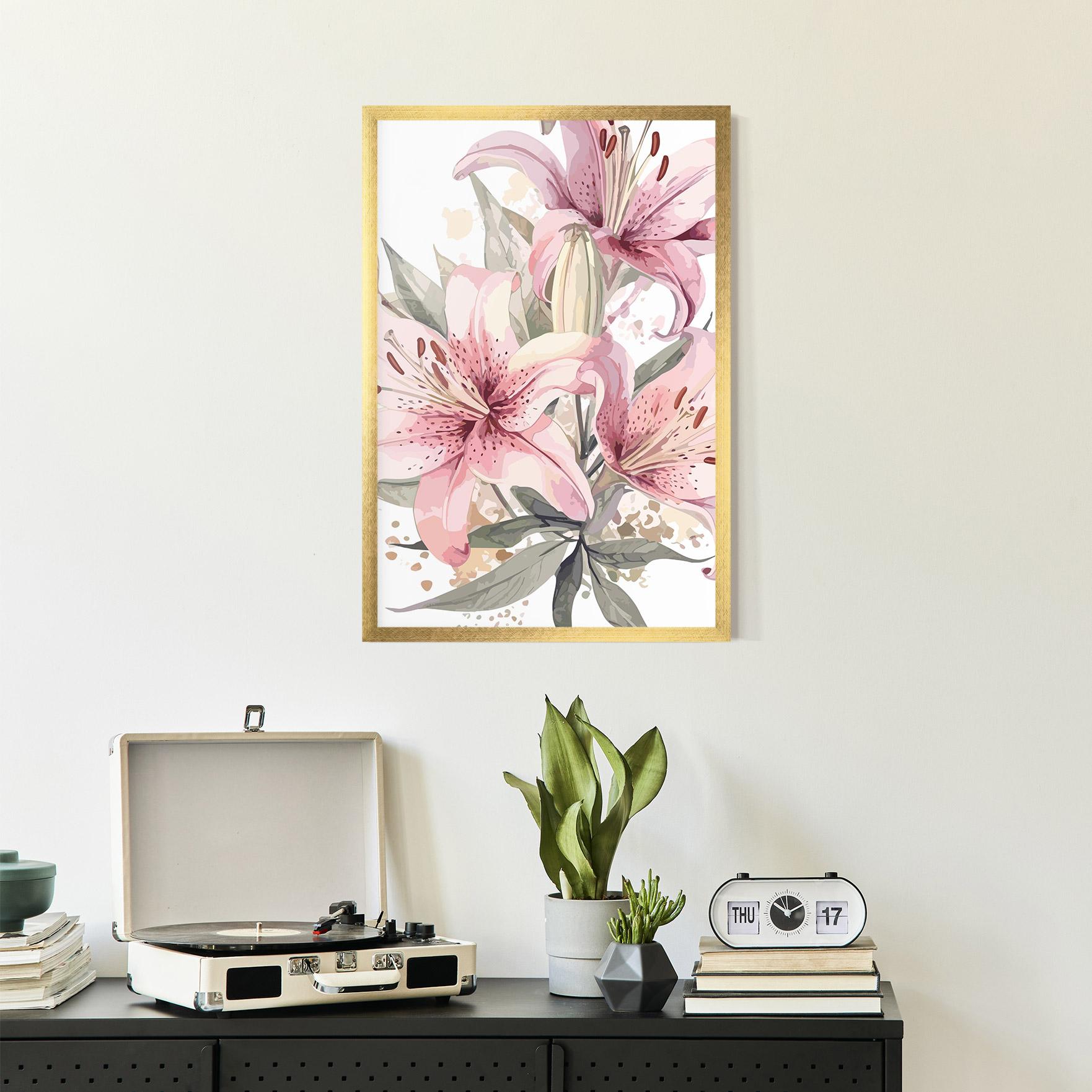 Poster Înrămat Light Pink Lily Art mockup 2