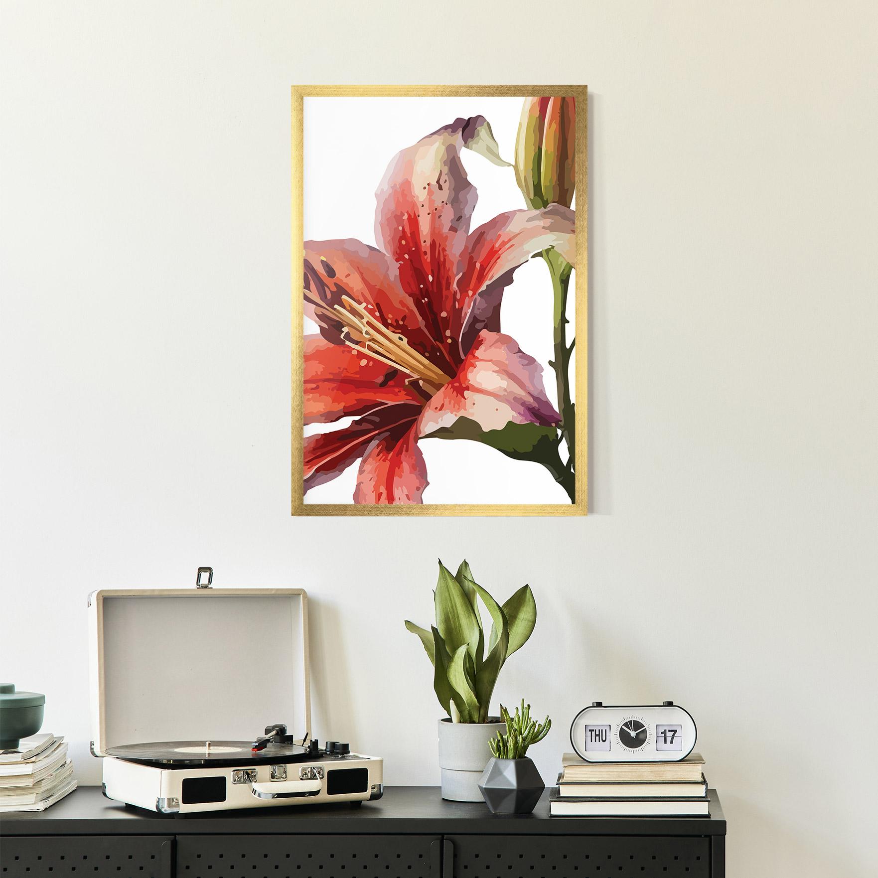 Poster Înrămat Pretty Red Purple Lily mockup 2