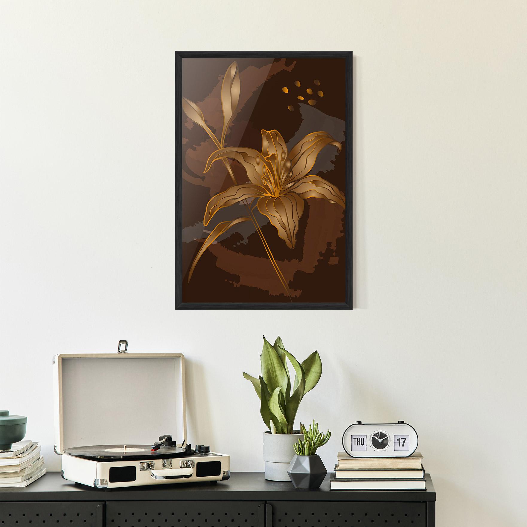 Poster Înrămat Gold Brown Lily mockup 2