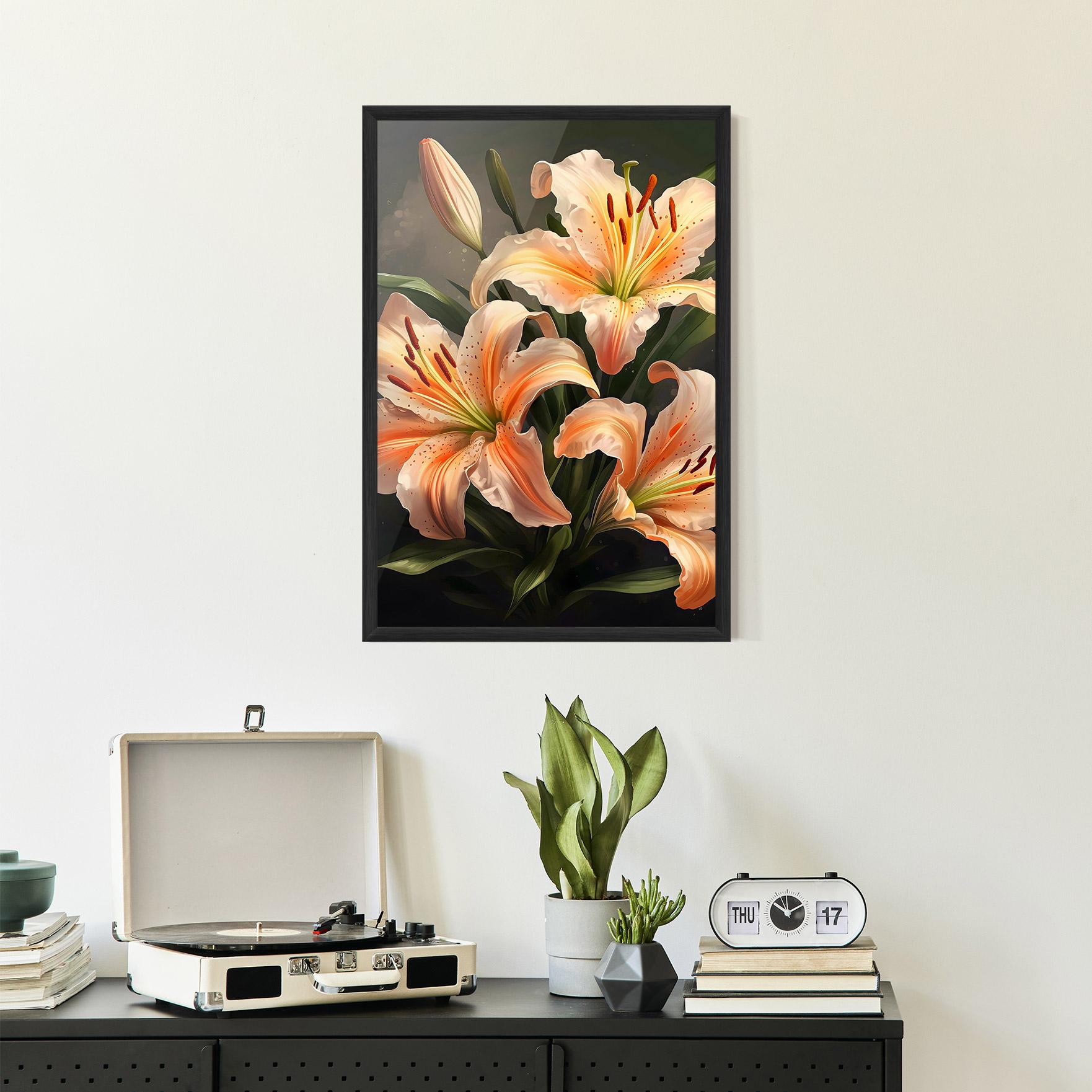 Poster Înrămat Light Orange Lily mockup 2
