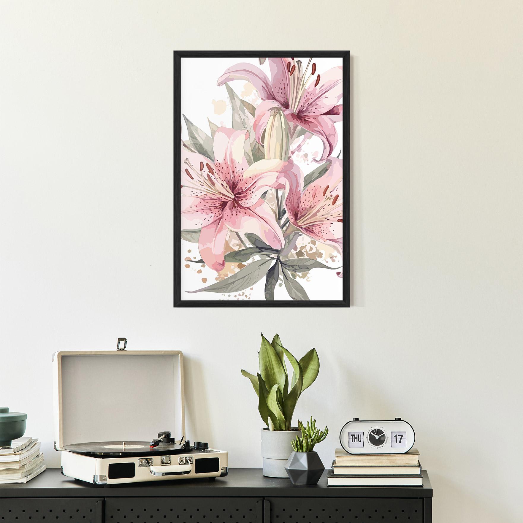 Poster Înrămat Light Pink Lily Art mockup 2