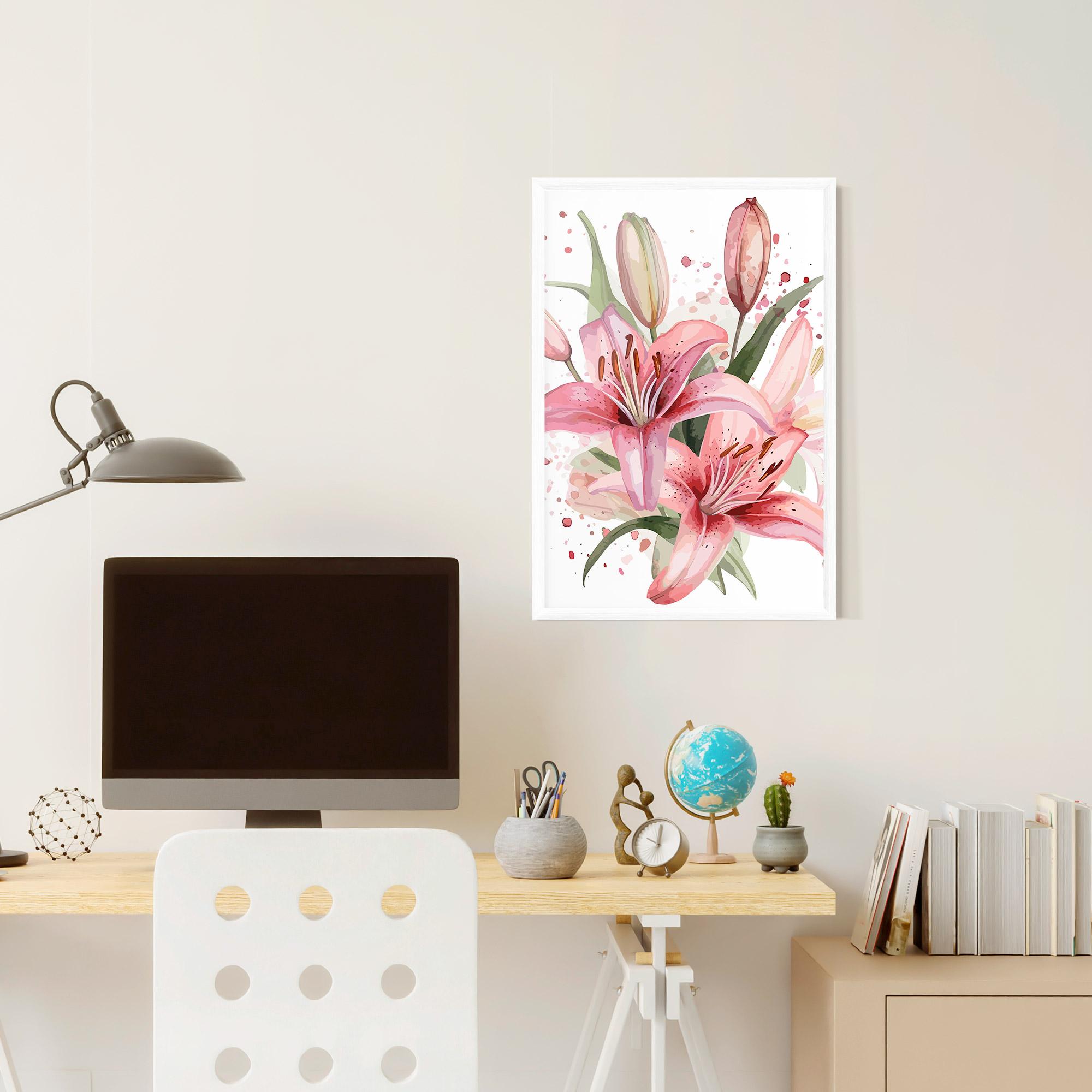 Poster Înrămat Beautiful Pink Lily mockup 6
