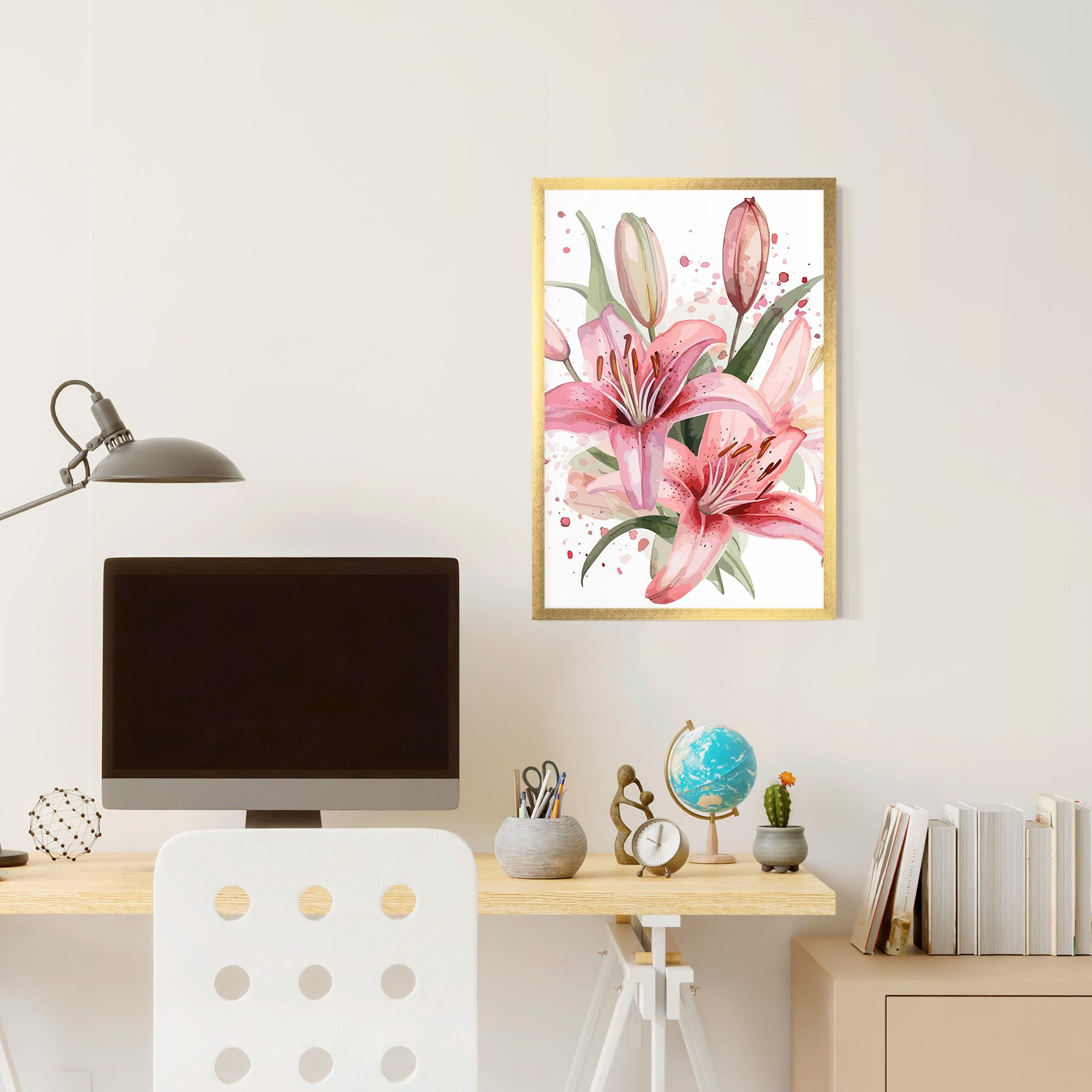 Poster Înrămat Beautiful Pink Lily mockup 6