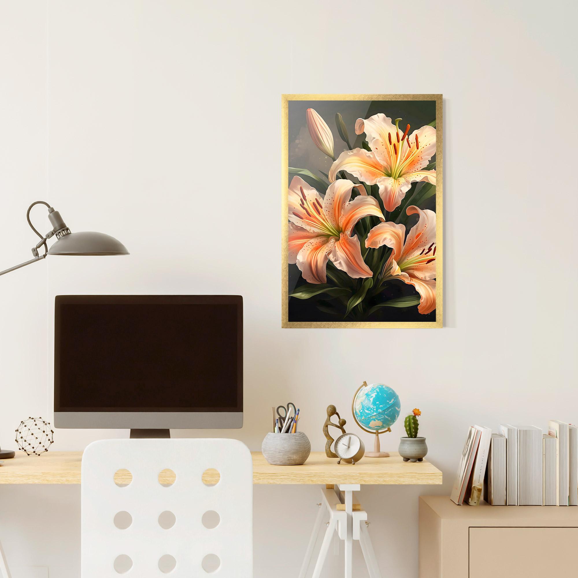 Poster Înrămat Light Orange Lily mockup 6