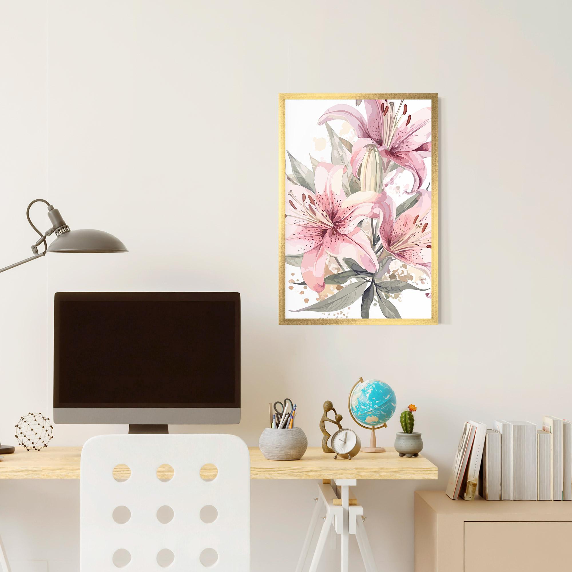 Poster Înrămat Light Pink Lily Art mockup 6