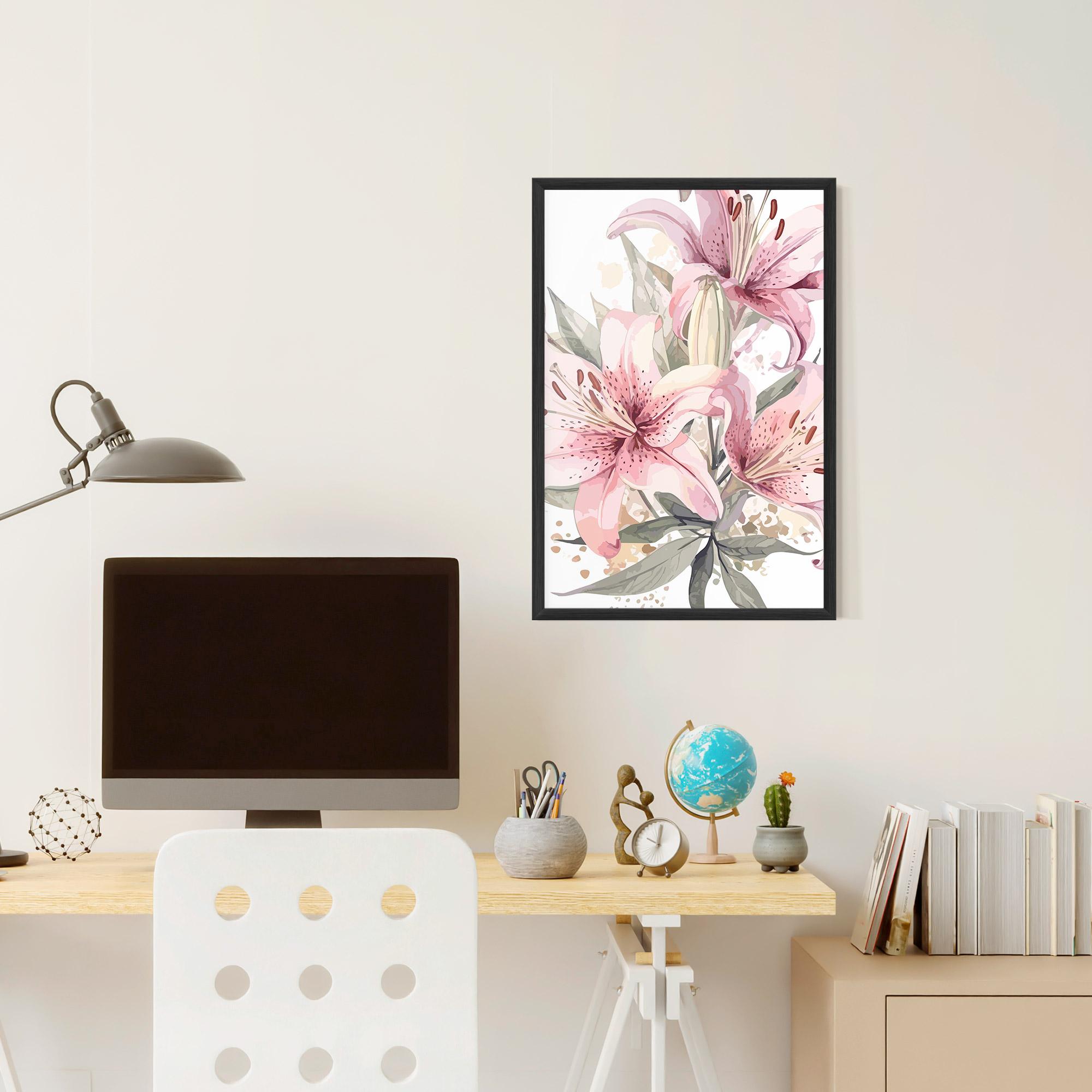 Poster Înrămat Light Pink Lily Art mockup 6