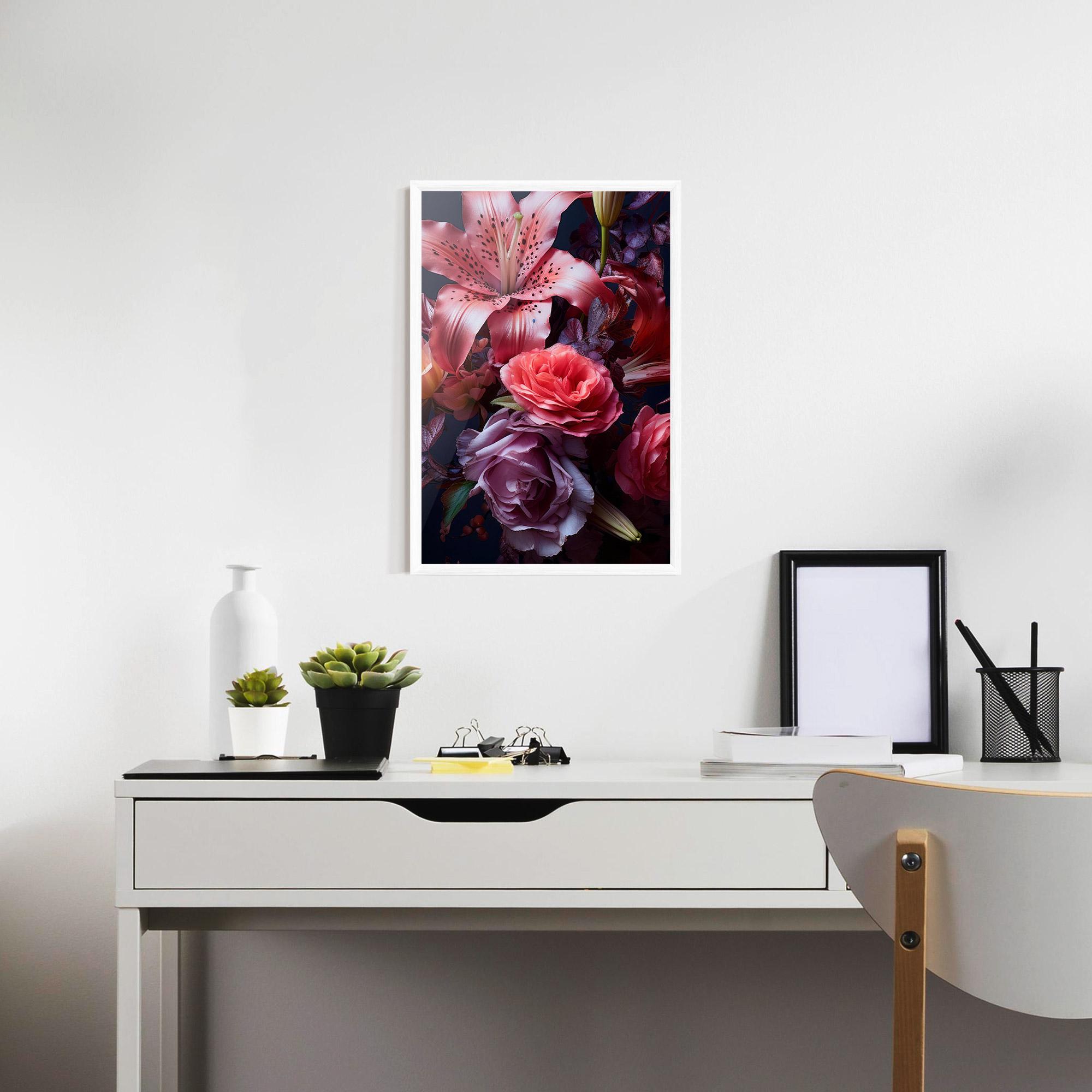 Poster Înrămat Pink Lily Roses mockup 7