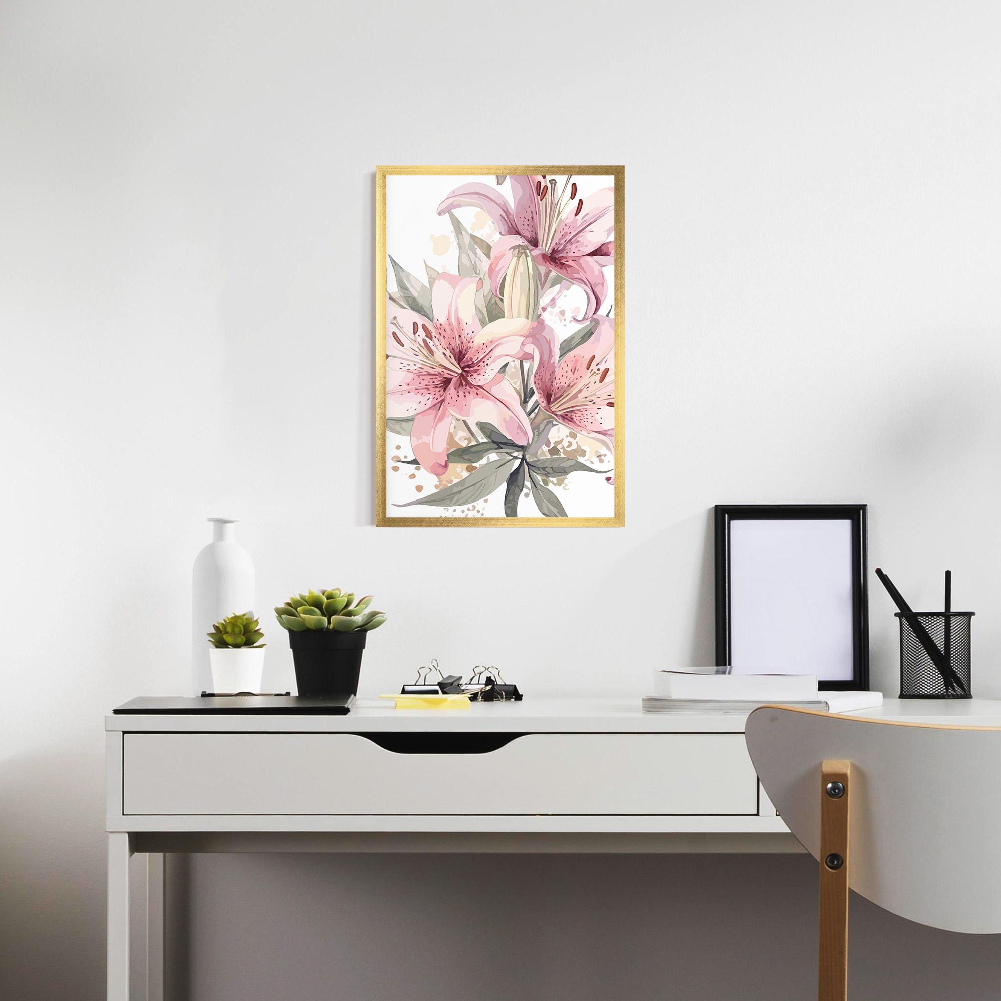 Poster Înrămat Light Pink Lily Art mockup 7