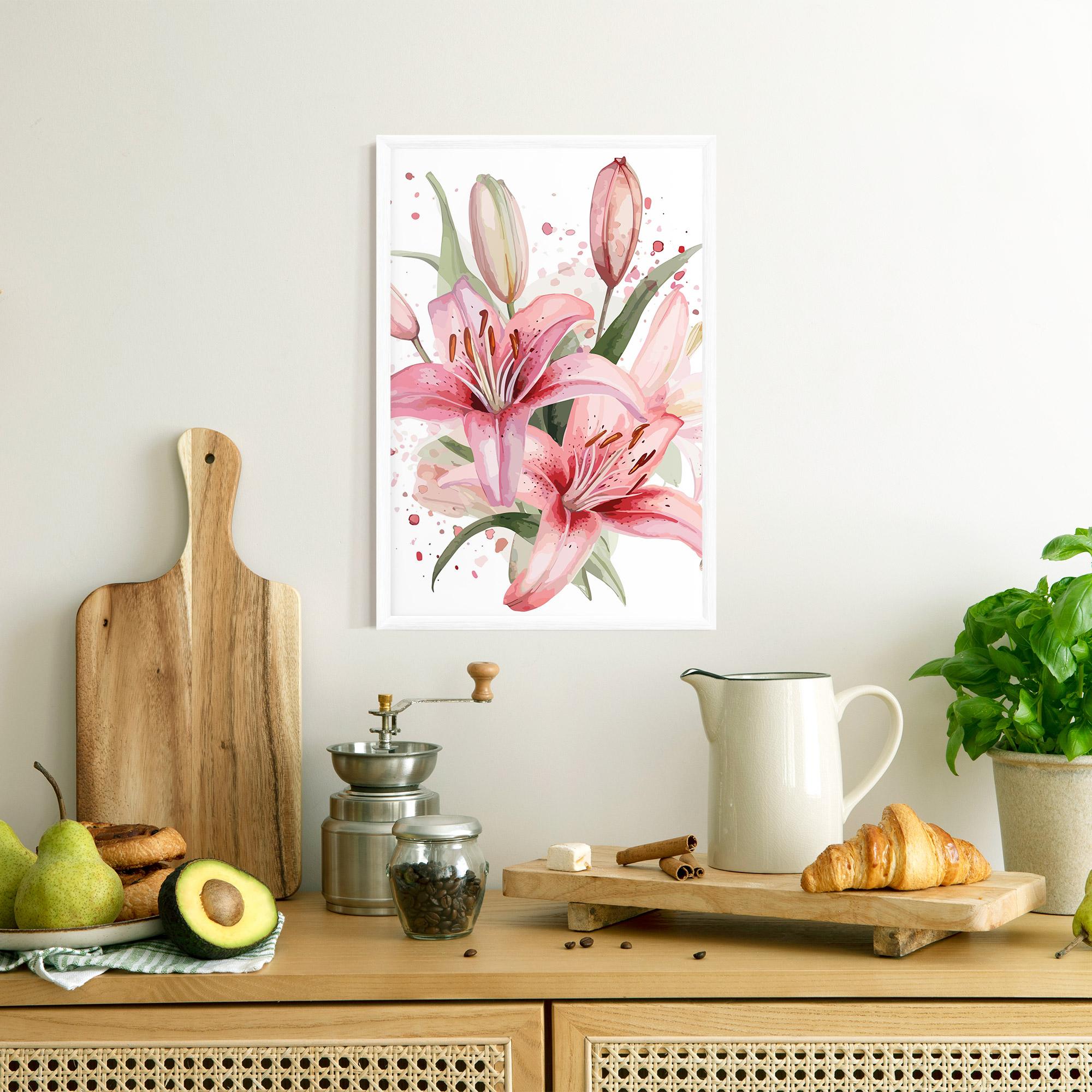 Poster Înrămat Beautiful Pink Lily mockup 8