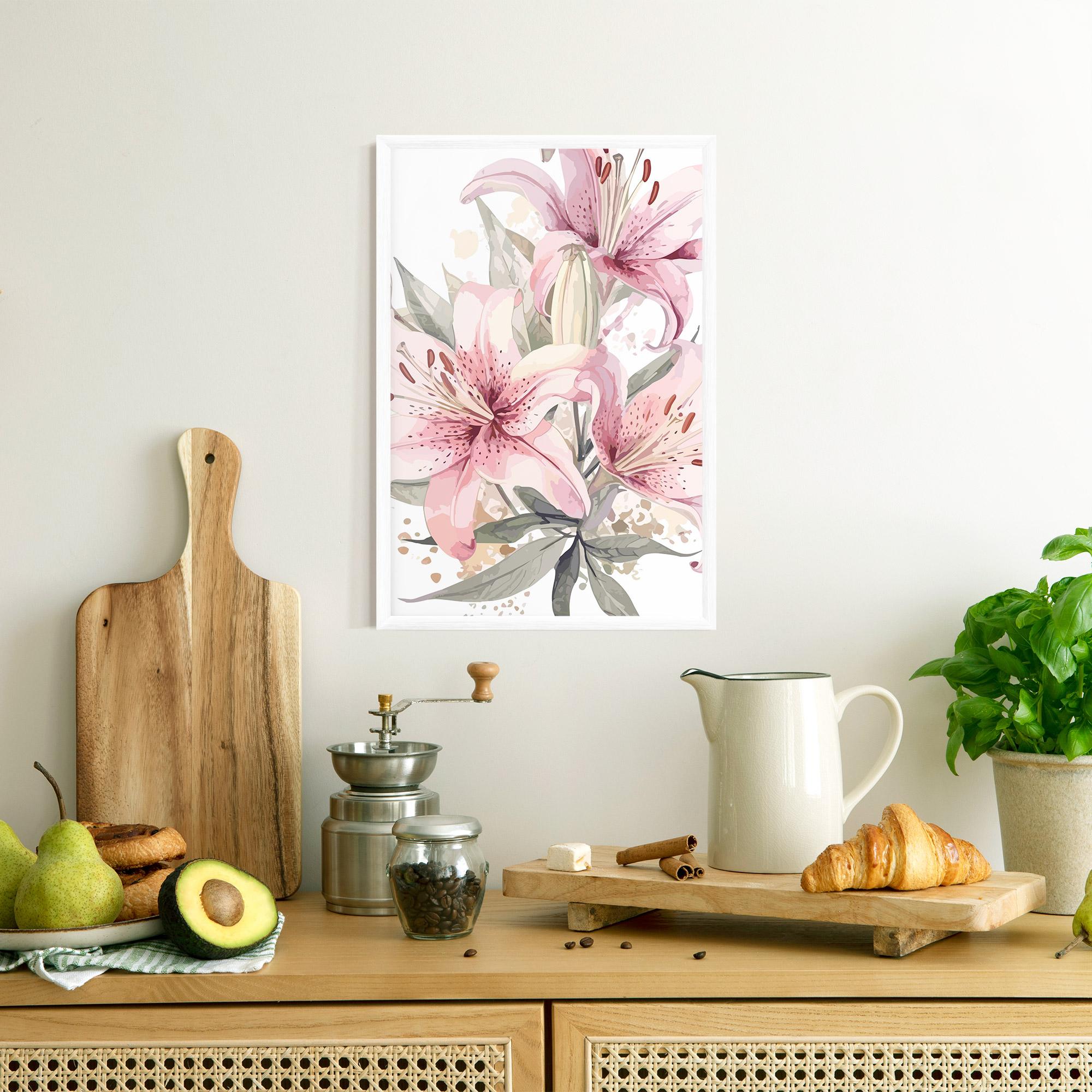 Poster Înrămat Light Pink Lily Art mockup 8