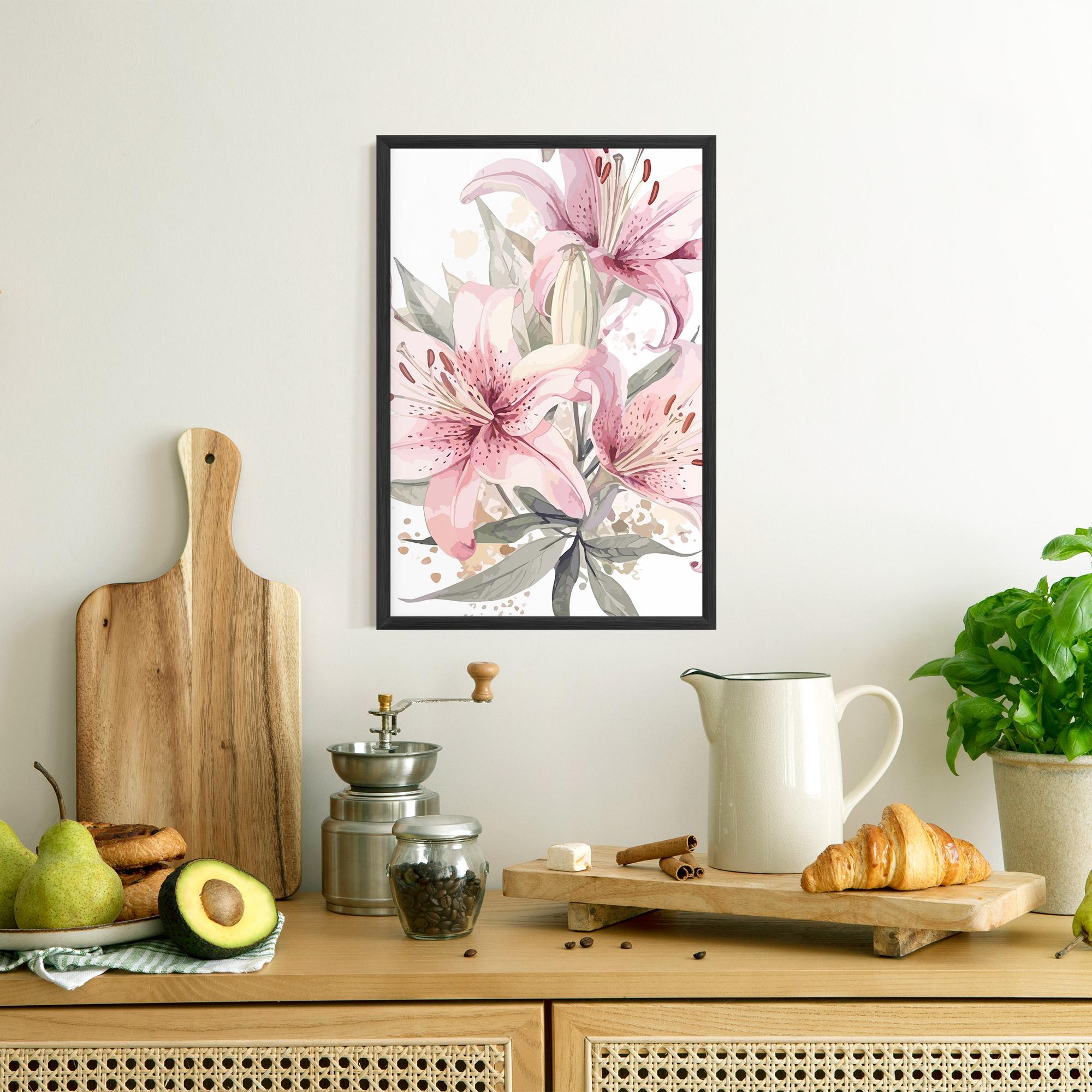 Poster Înrămat Light Pink Lily Art mockup 8
