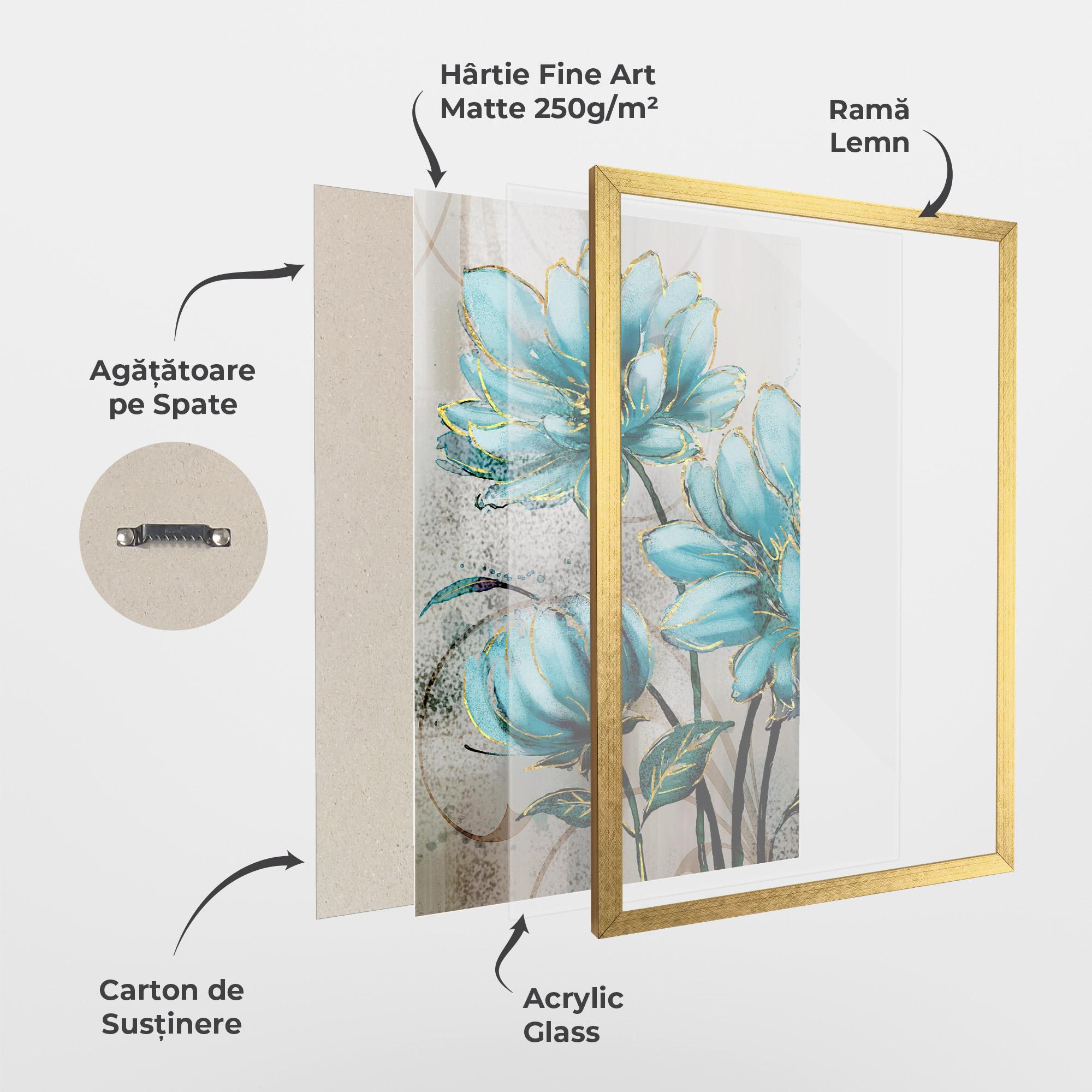 Poster Înrămat Bujori Albastri mockup 1
