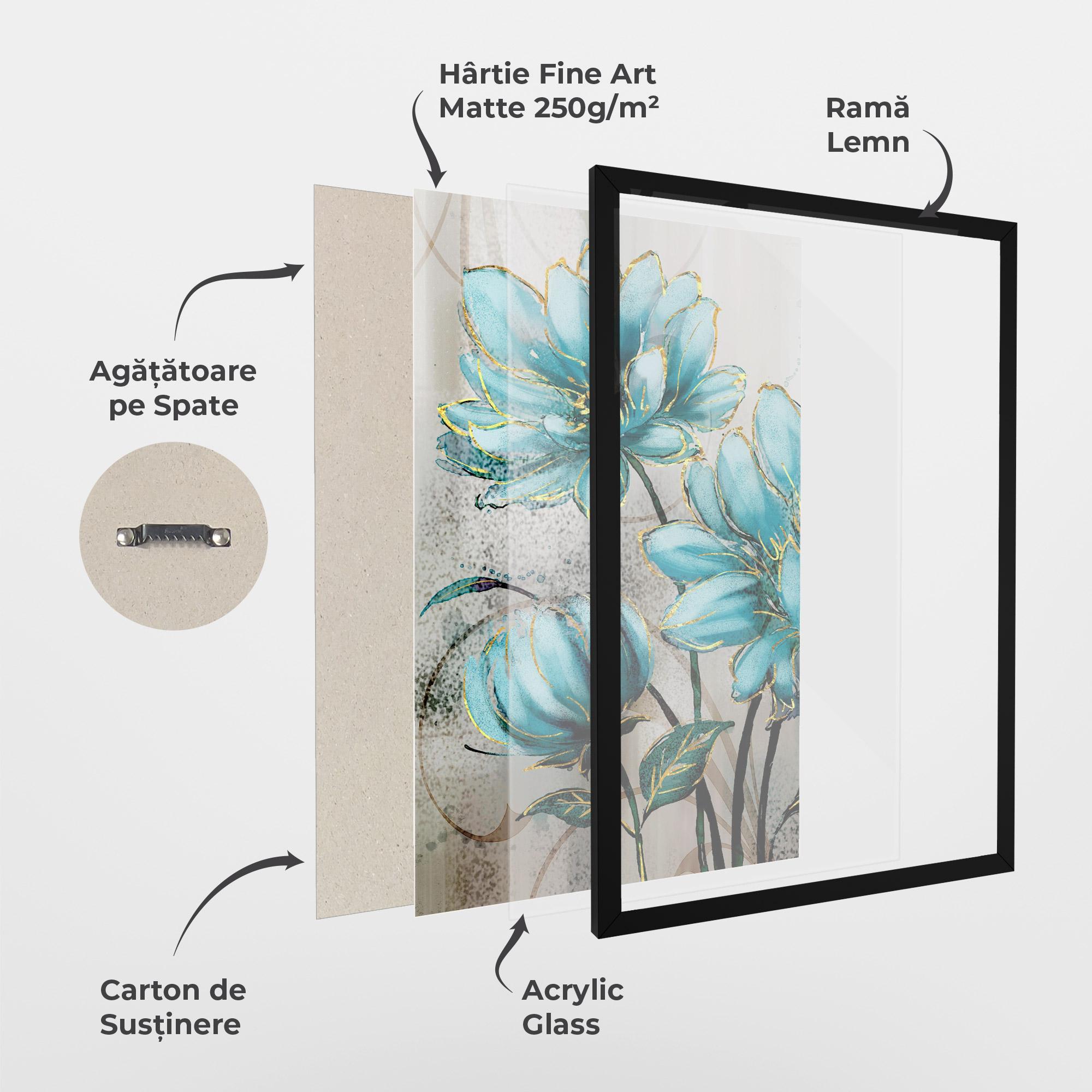 Poster Înrămat Bujori Albastri mockup 1