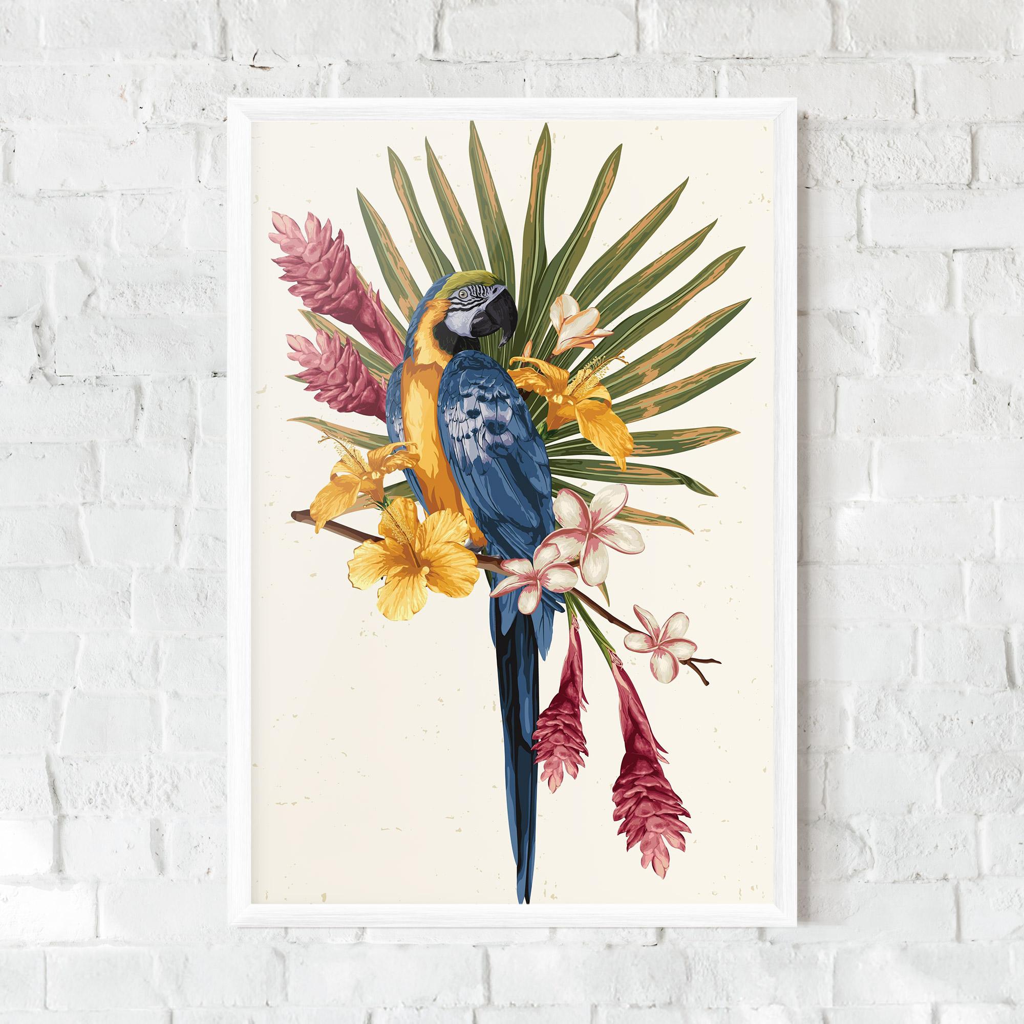 Poster Înrămat Exotic Bird Flower mockup 0