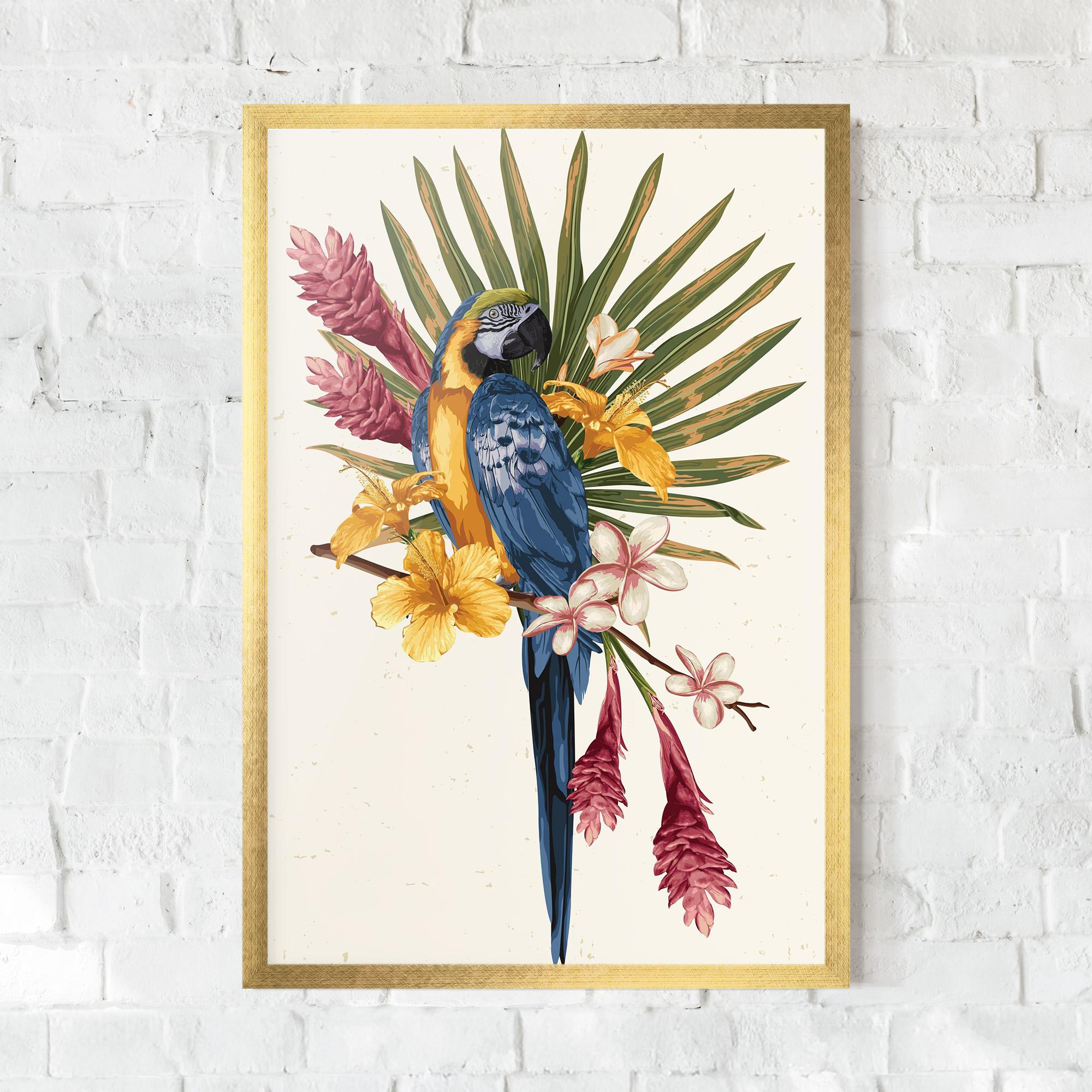 Poster Înrămat Exotic Bird Flower mockup 0