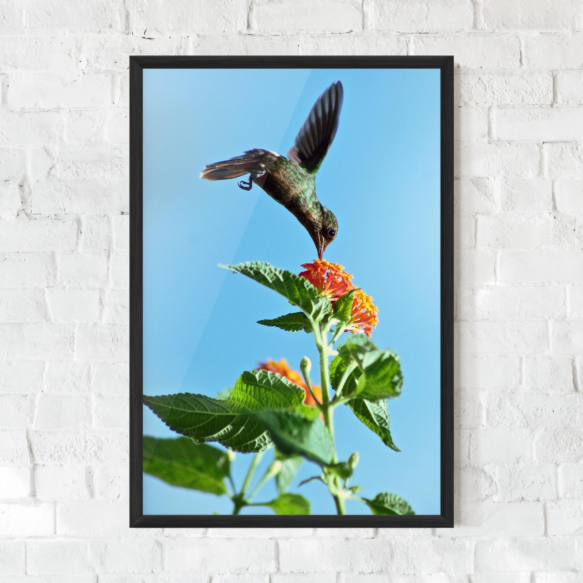 Poster Înrămat Bird Exotic Flower mockup 0