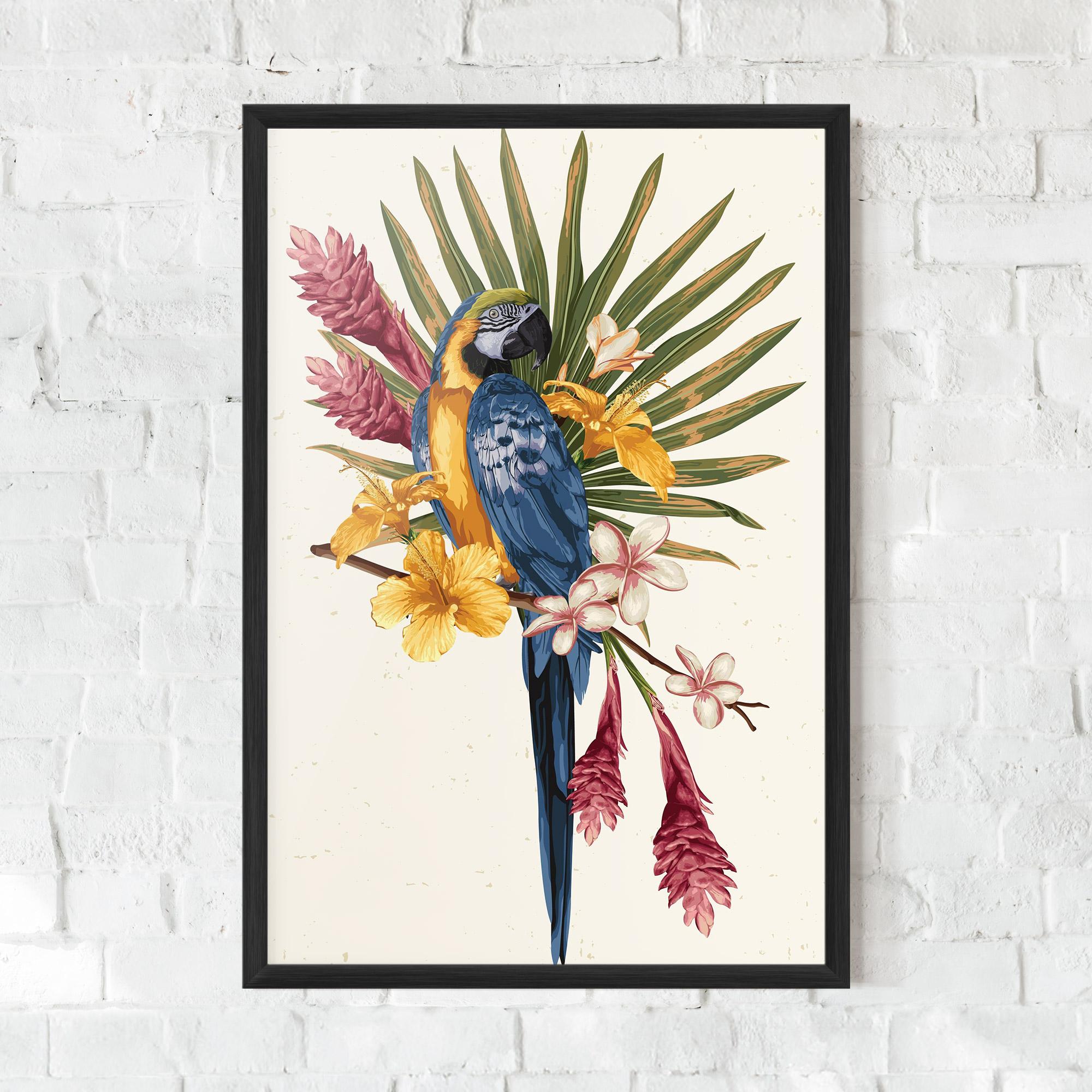 Poster Înrămat Exotic Bird Flower mockup 0