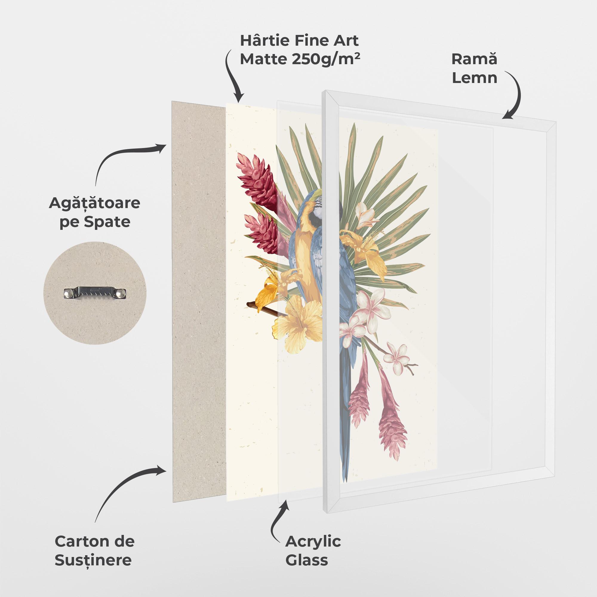 Poster Înrămat Exotic Bird Flower mockup 1
