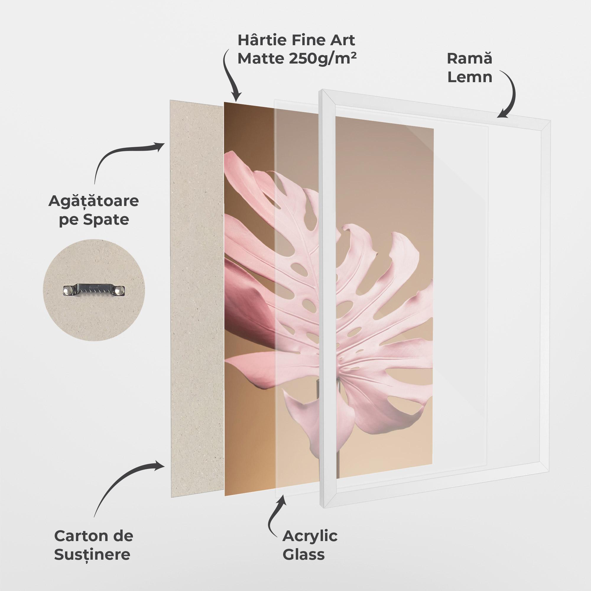 Poster Înrămat Exotic Pink Leaf mockup 1