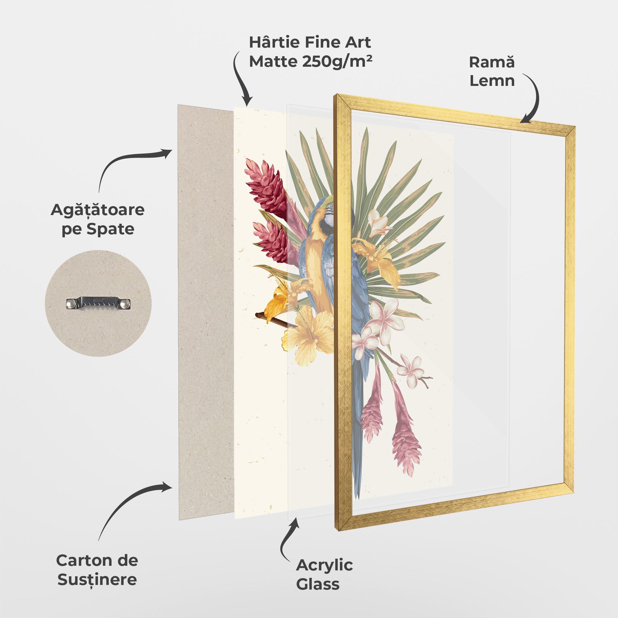 Poster Înrămat Exotic Bird Flower mockup 1