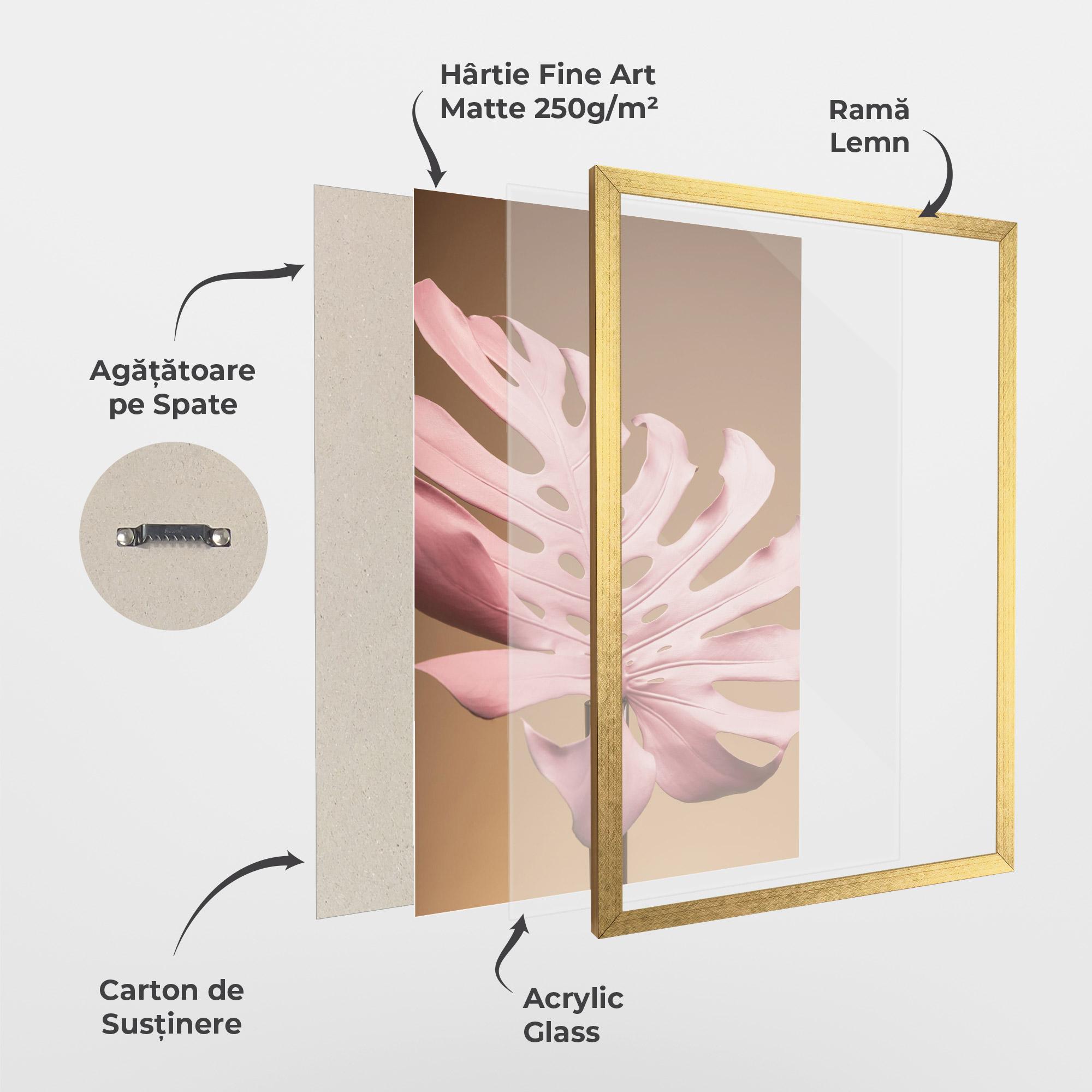 Poster Înrămat Exotic Pink Leaf mockup 1